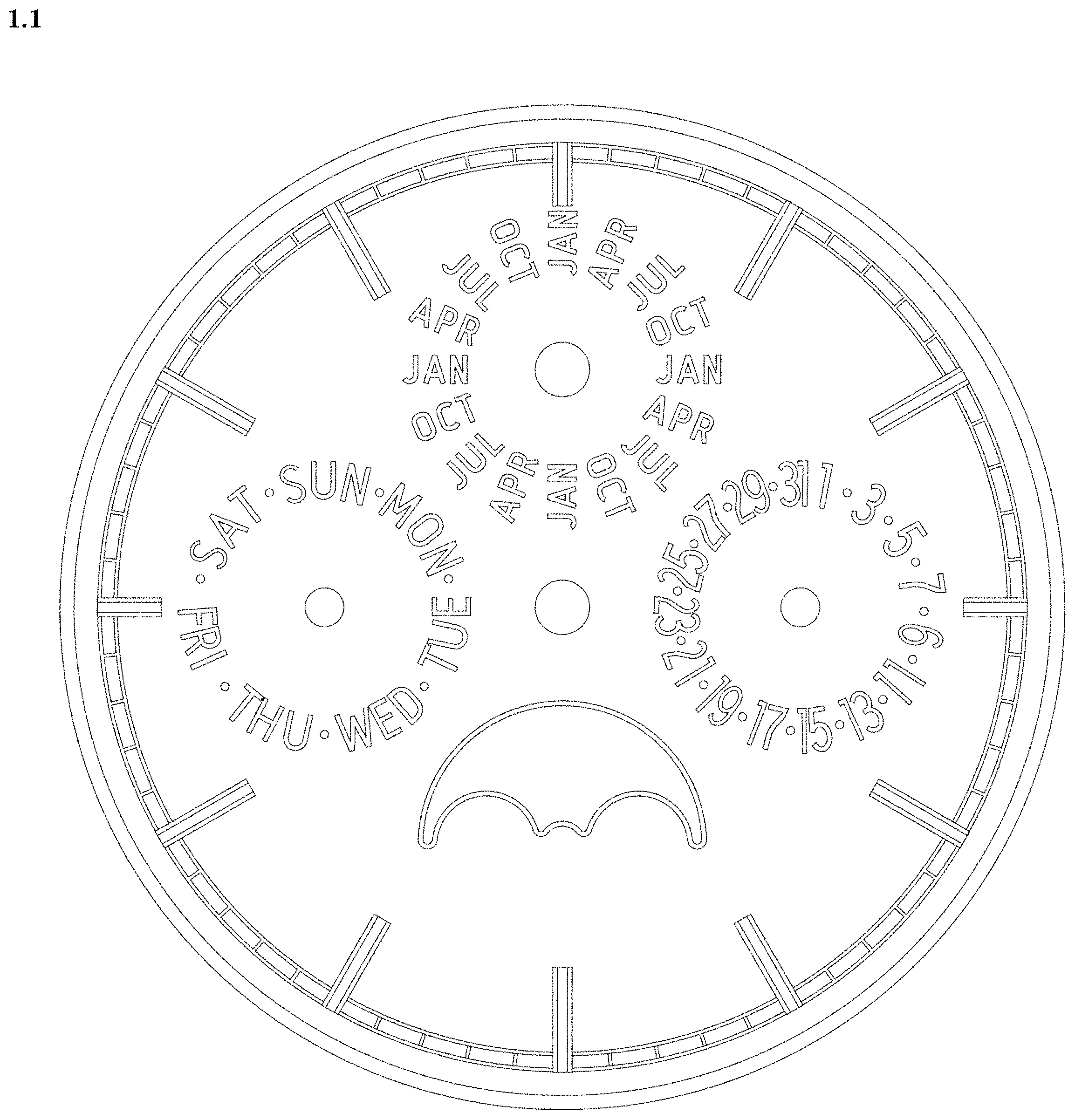 Patent USD0999661 Figure 1 – Watch dial