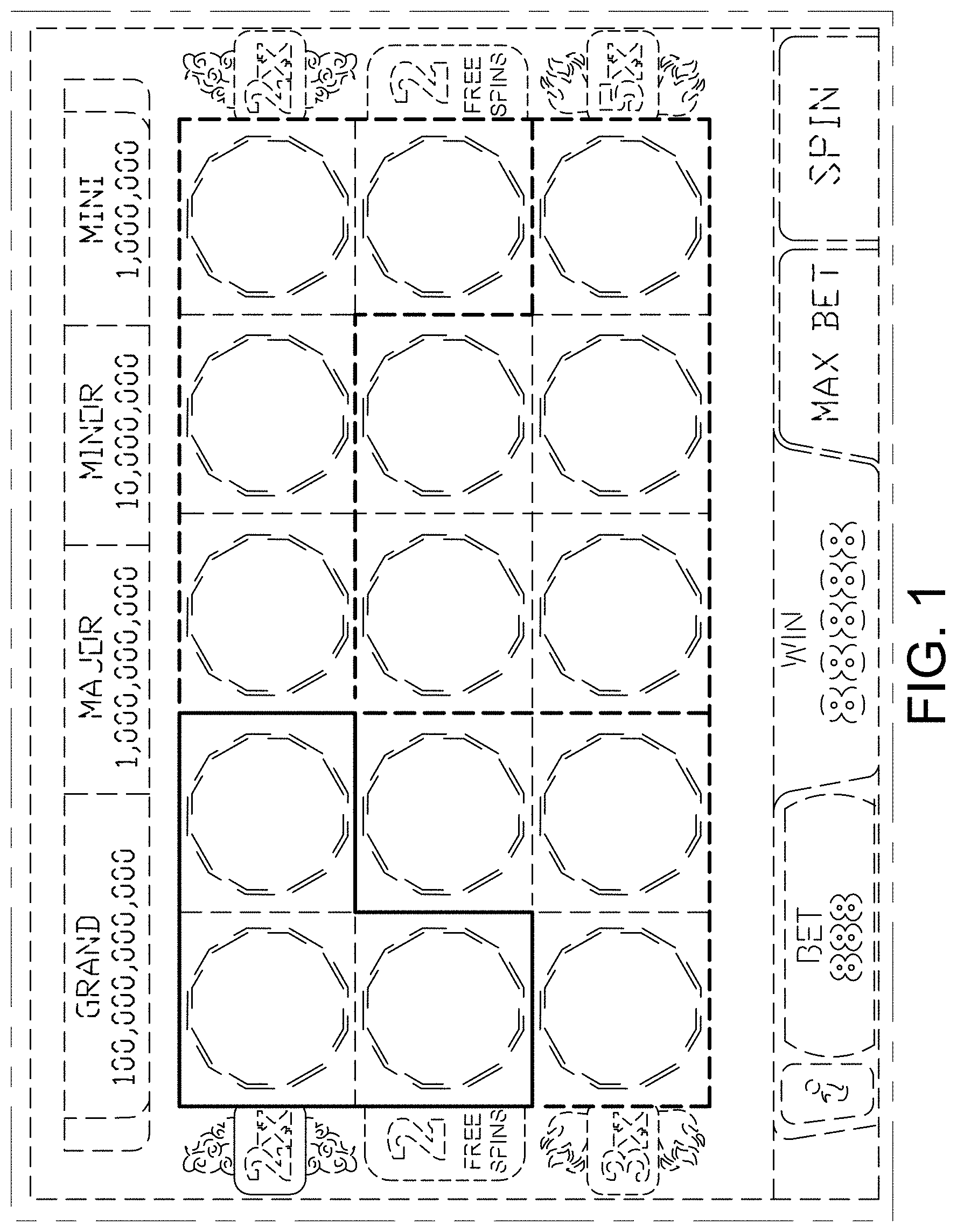 Patent USD0999774 Figure 1 – Display screen or portion thereof with a gaming machine graphical user interface