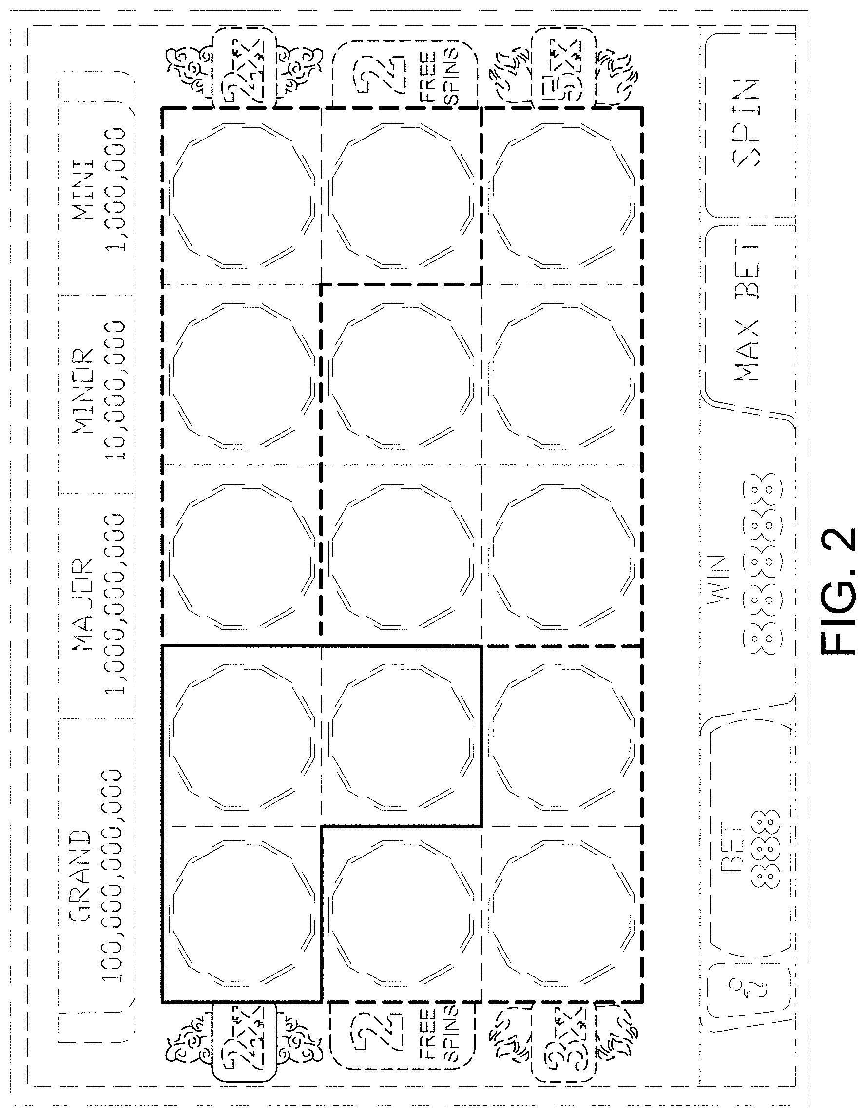 Patent USD0999774 Figure 2 – Display screen or portion thereof with a gaming machine graphical user interface