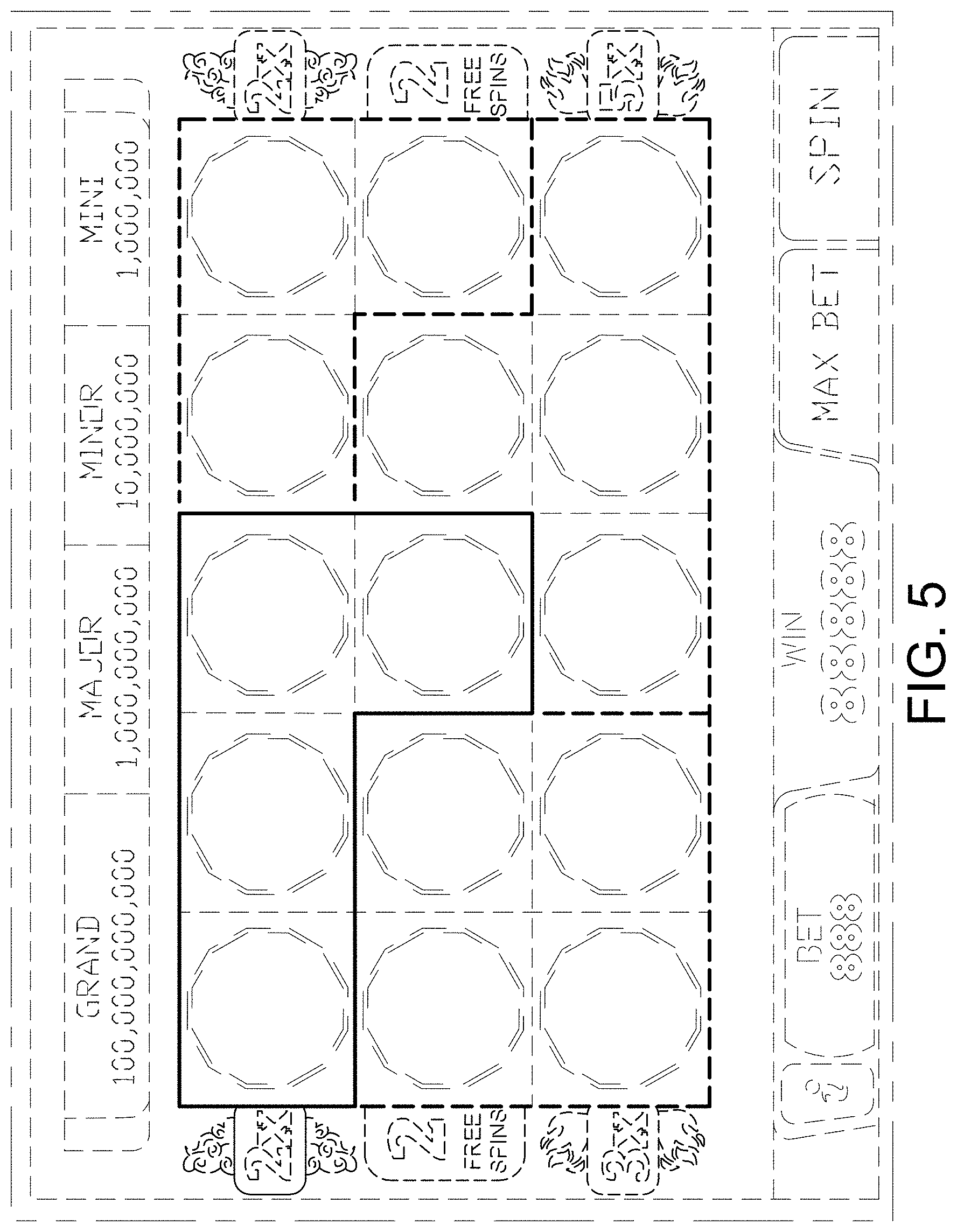 Patent USD0999774 Figure 5 – Display screen or portion thereof with a gaming machine graphical user interface