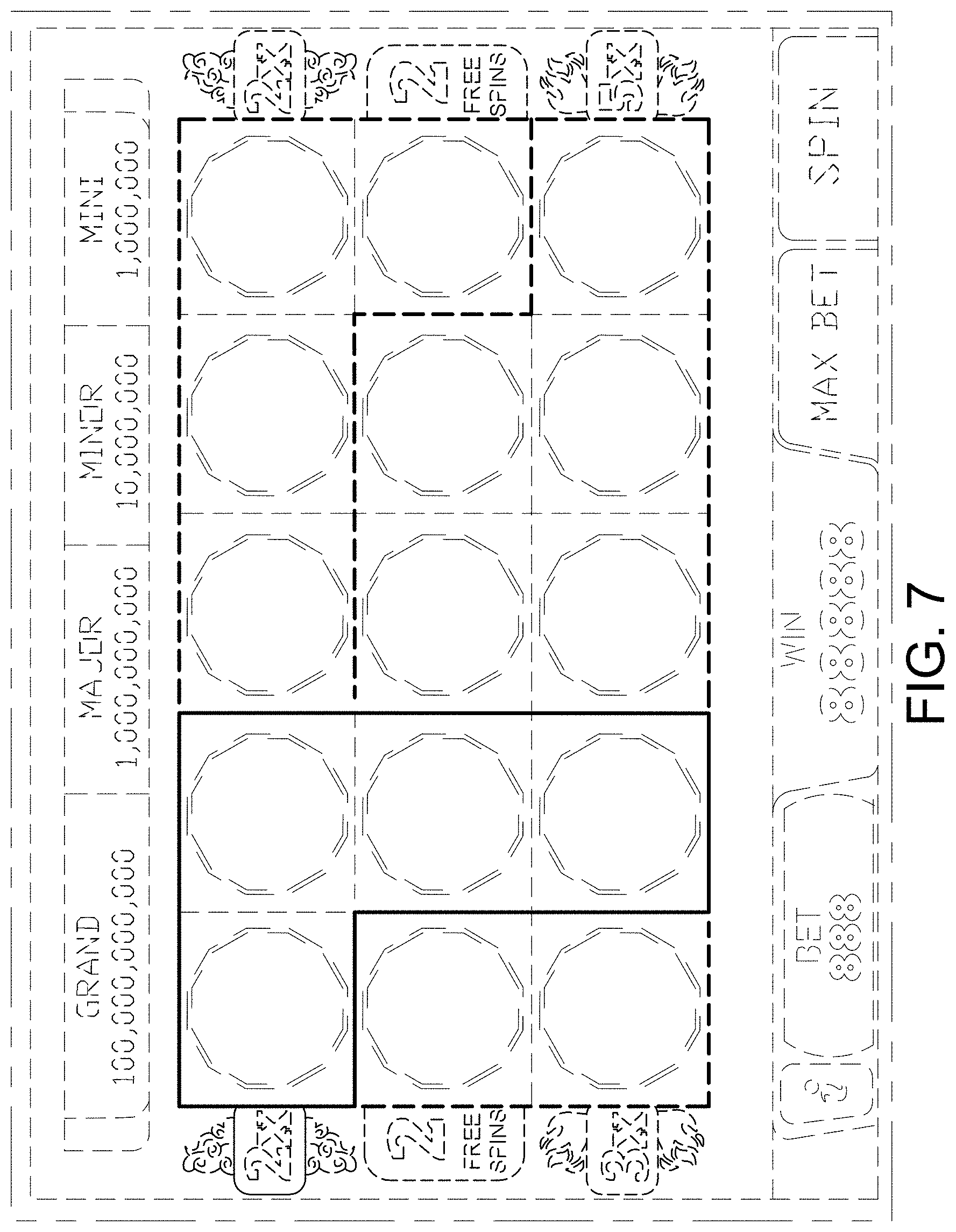 Patent USD0999774 Figure 7 – Display screen or portion thereof with a gaming machine graphical user interface