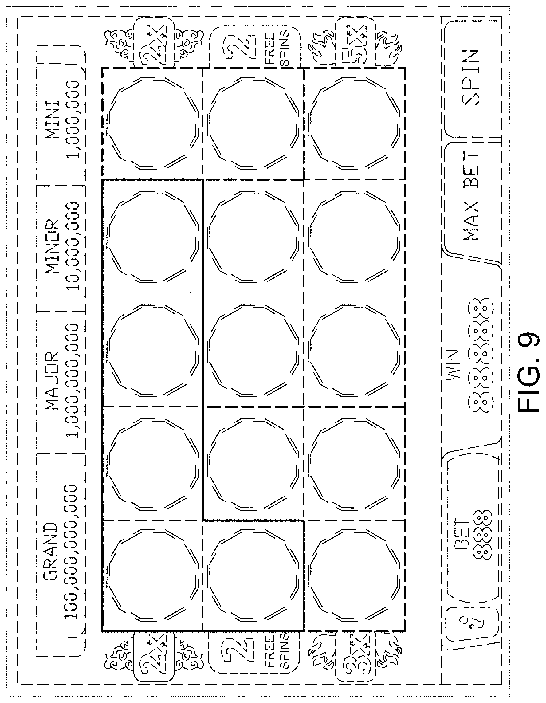 Patent USD0999774 Figure 9 – Display screen or portion thereof with a gaming machine graphical user interface