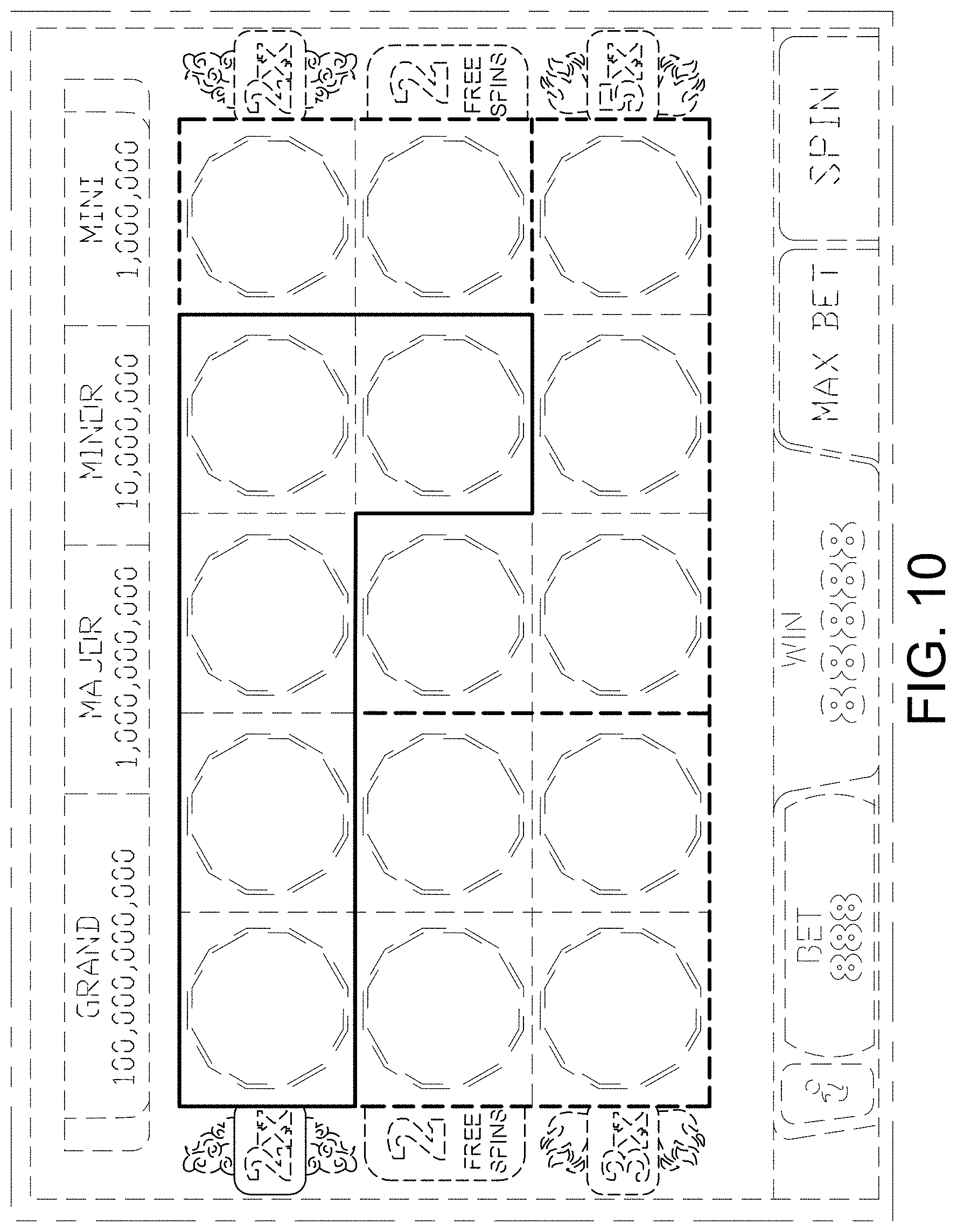 Patent USD0999774 Figure 10 – Display screen or portion thereof with a gaming machine graphical user interface