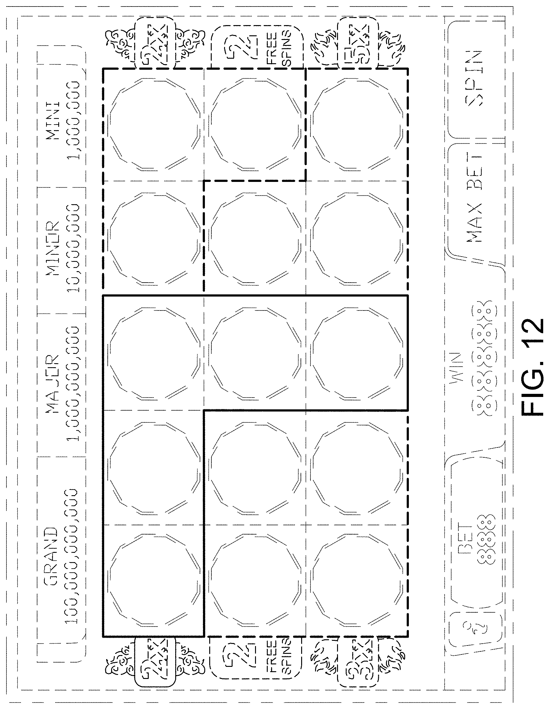 Patent USD0999774 Figure 12 – Display screen or portion thereof with a gaming machine graphical user interface