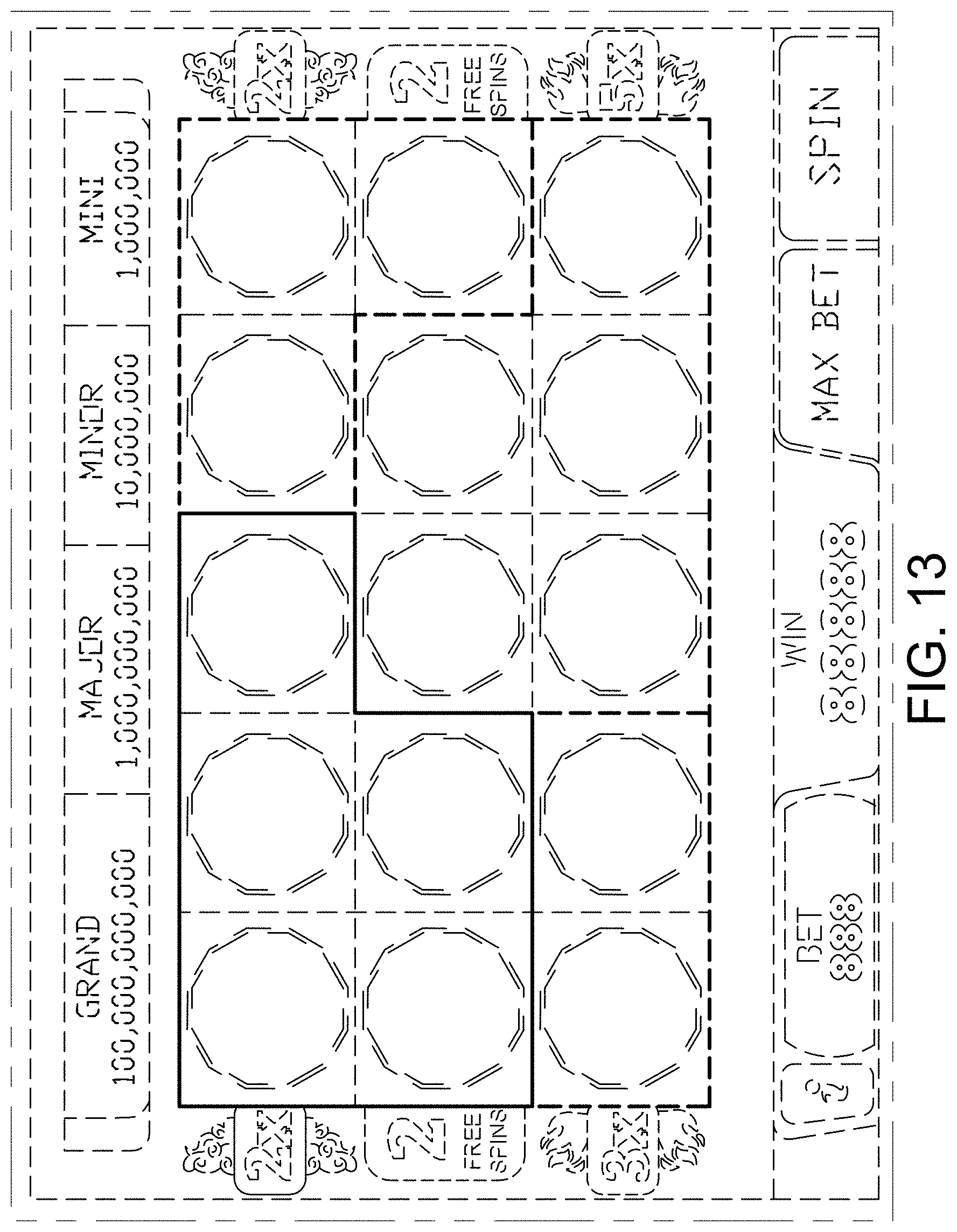 Patent USD0999774 Figure 13 – Display screen or portion thereof with a gaming machine graphical user interface