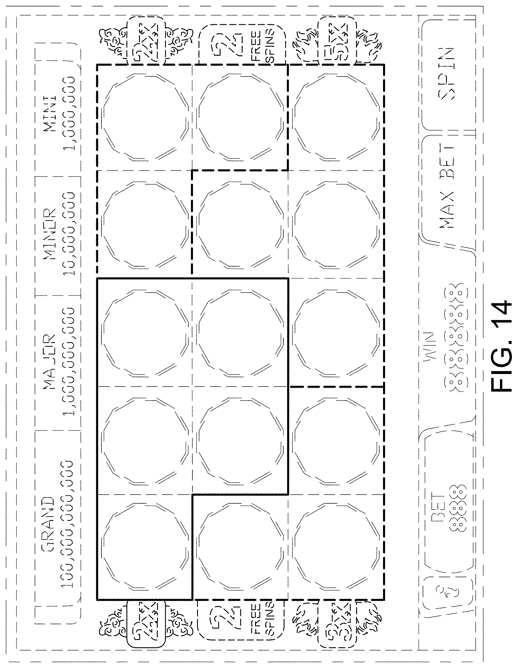 Patent USD0999774 Figure 14 – Display screen or portion thereof with a gaming machine graphical user interface