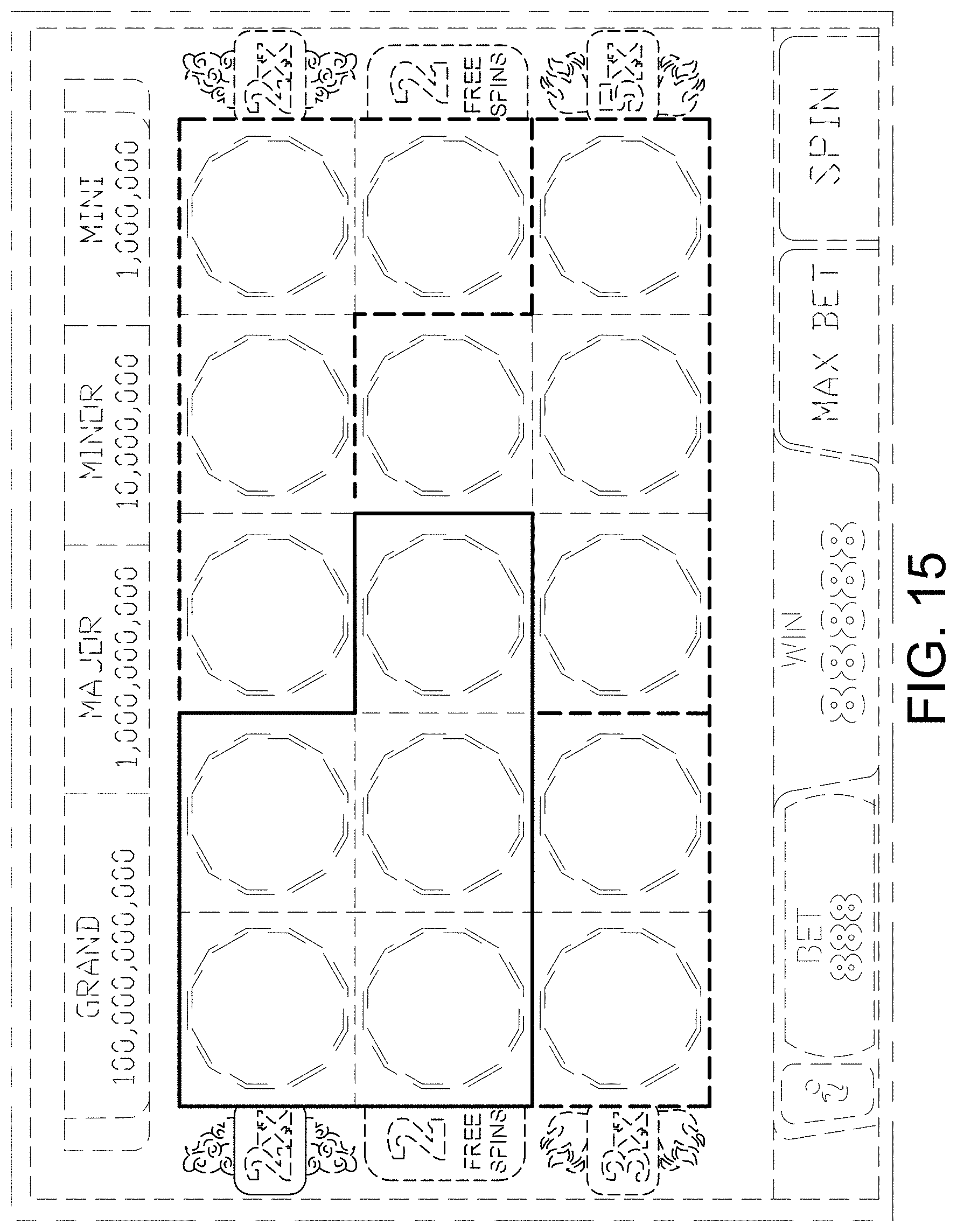 Patent USD0999774 Figure 15 – Display screen or portion thereof with a gaming machine graphical user interface