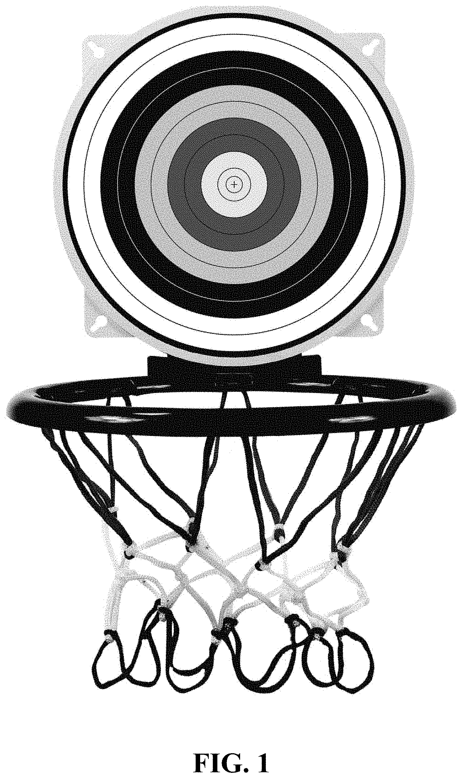 Patent USD0999854 Figure 1 – Combined miniature basketball backboard and hoop