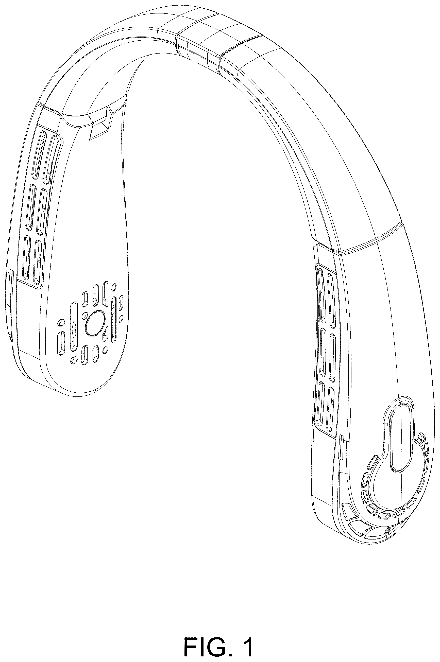 Patent USD0999897 Figure 1 – Hand held and neck hanging fan