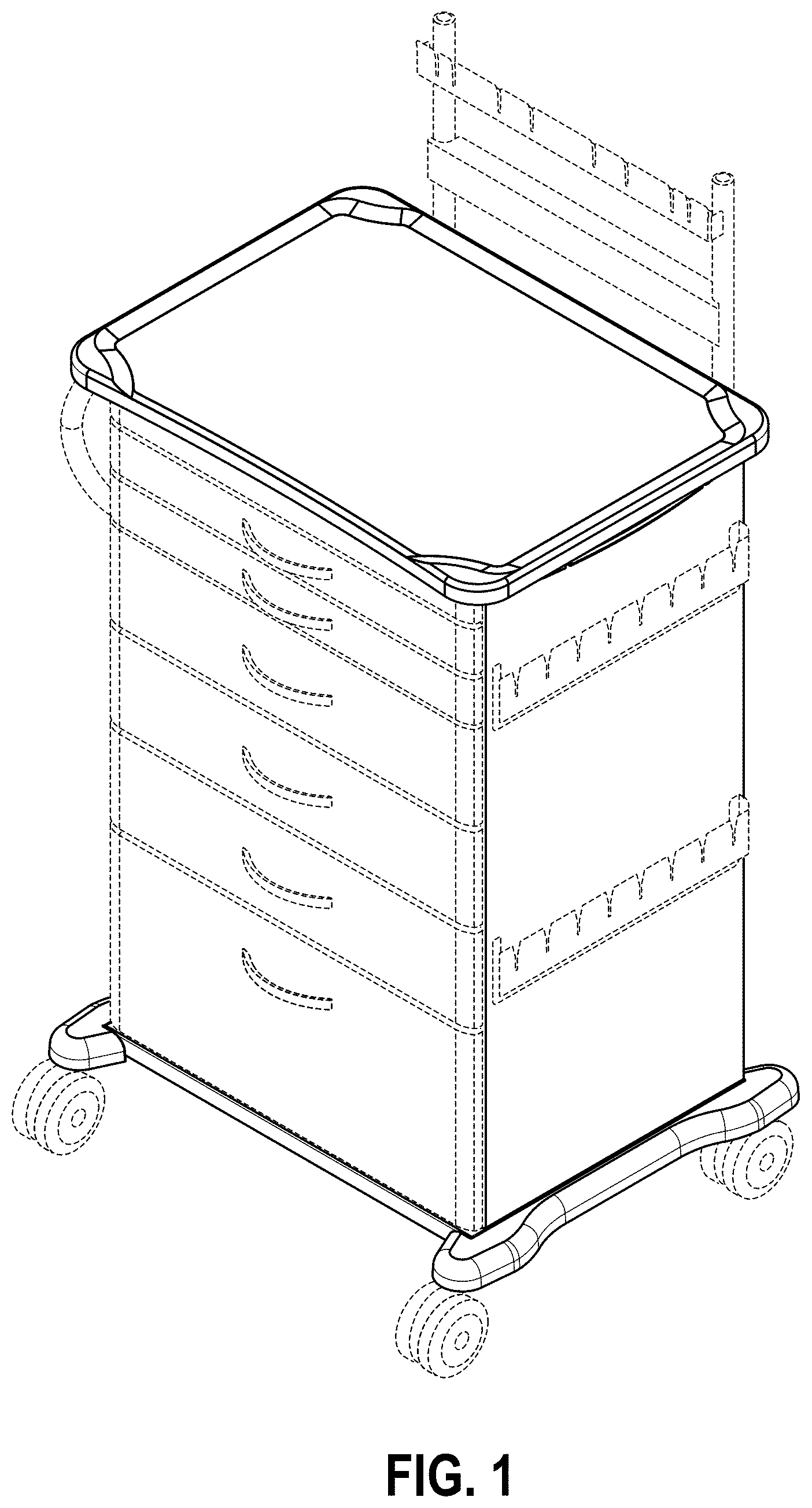 Patent USD0999934 Figure 1 – Treatment cart with pass through tray