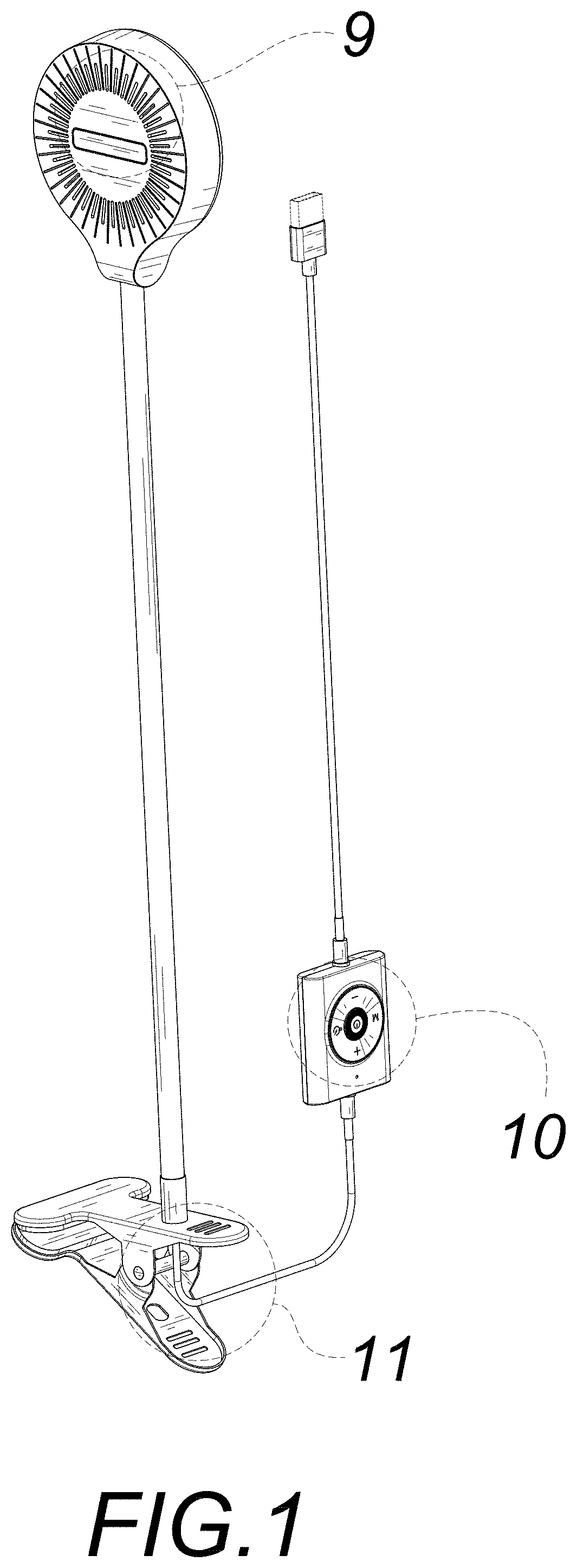 Patent USD0999959 Figure 1 – Clip-on light
