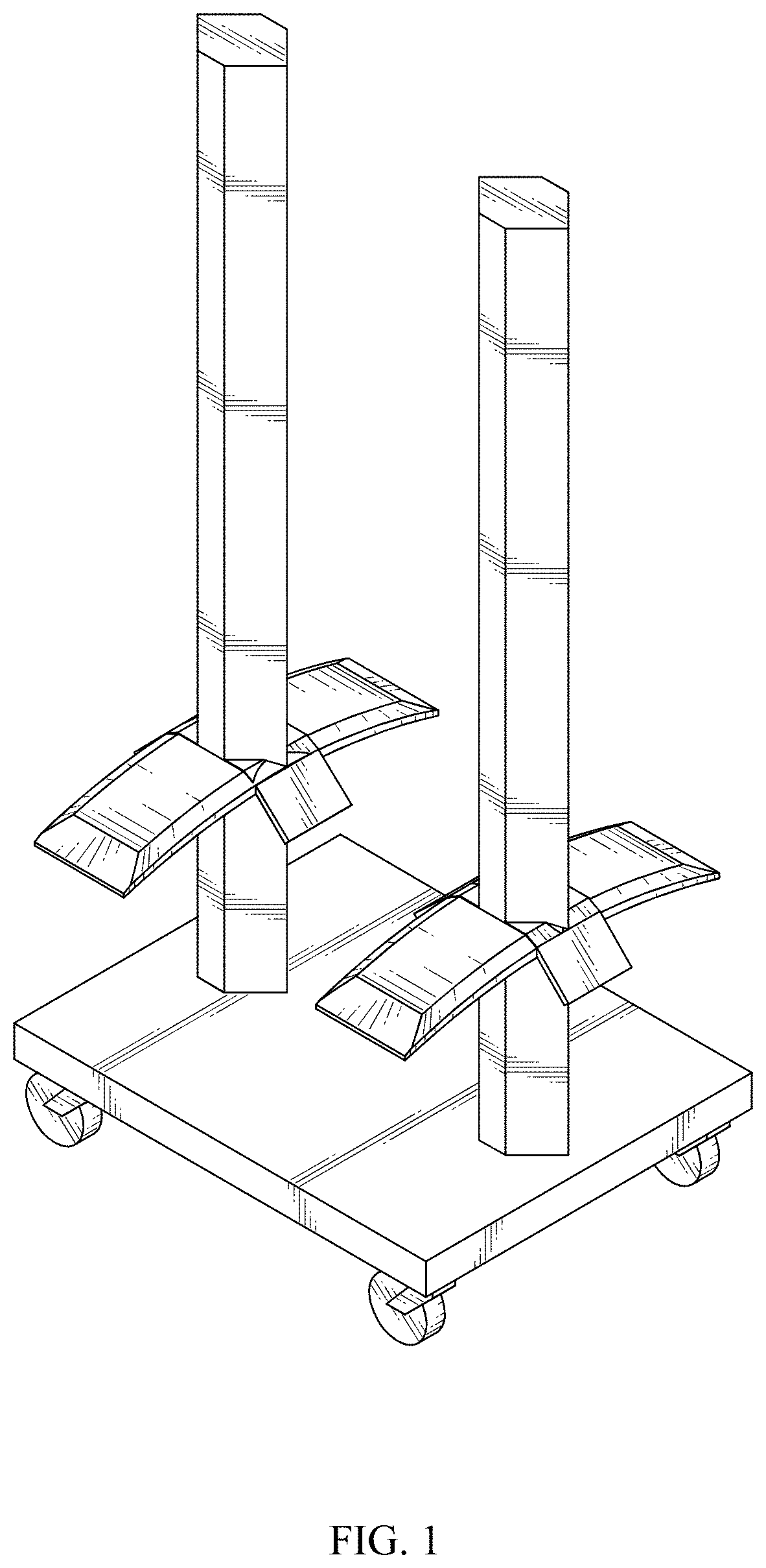 Patent USD1000031 Figure 1 – Shoulder pad storage cart