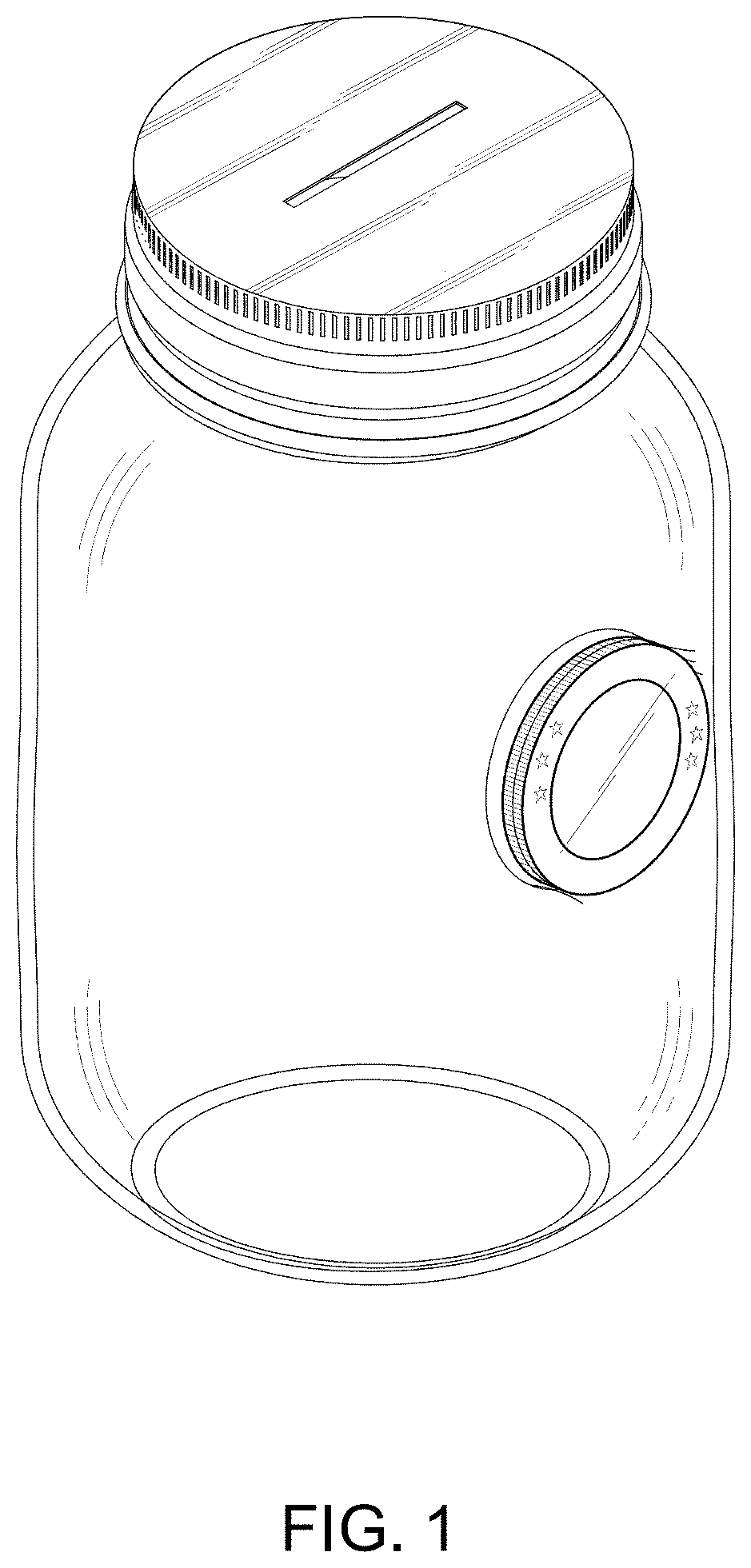Patent USD1000033 Figure 1 – Coin jar with embedded challenge coin