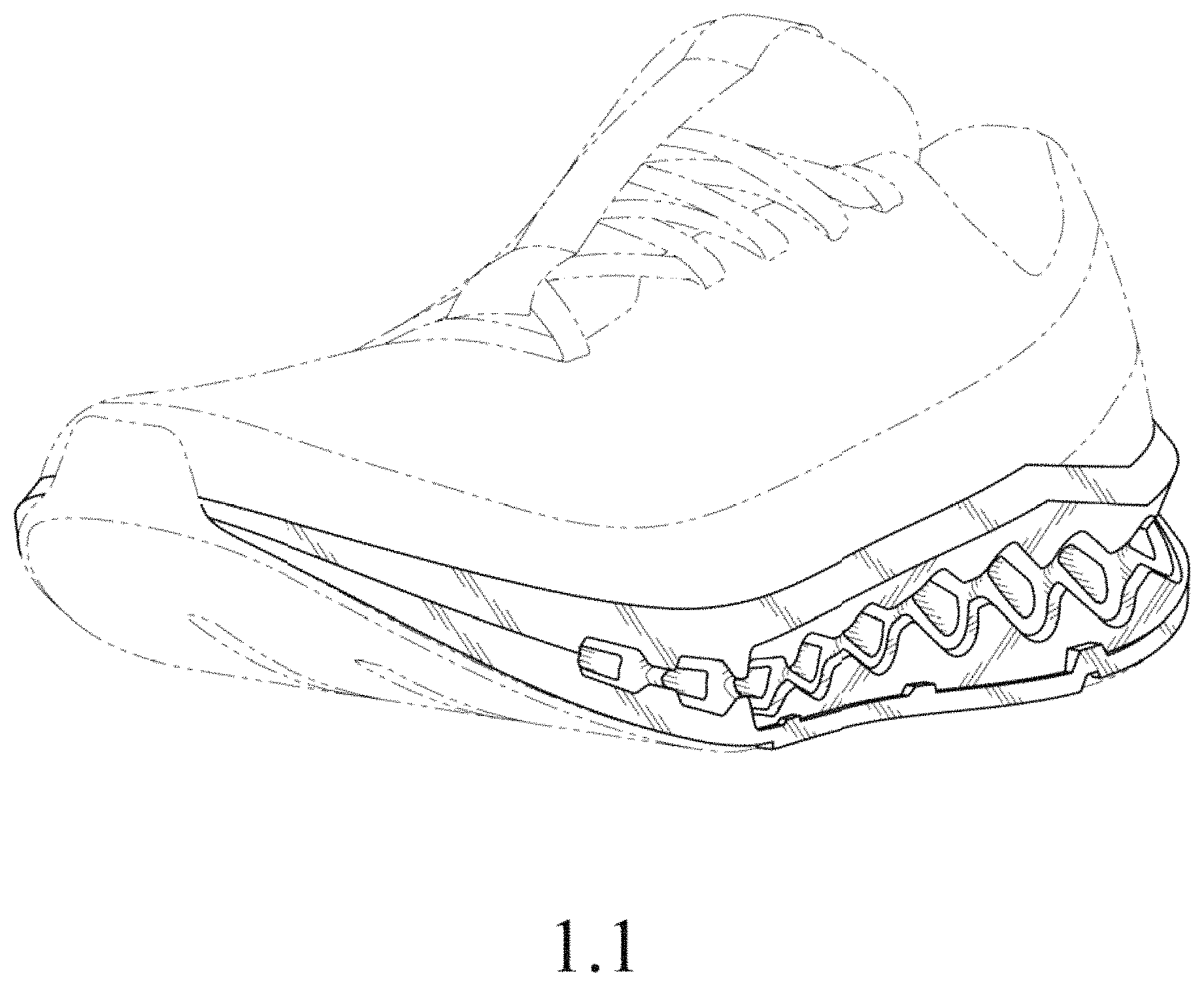 Patent USD1000070 Figure 1 – Shoe sole