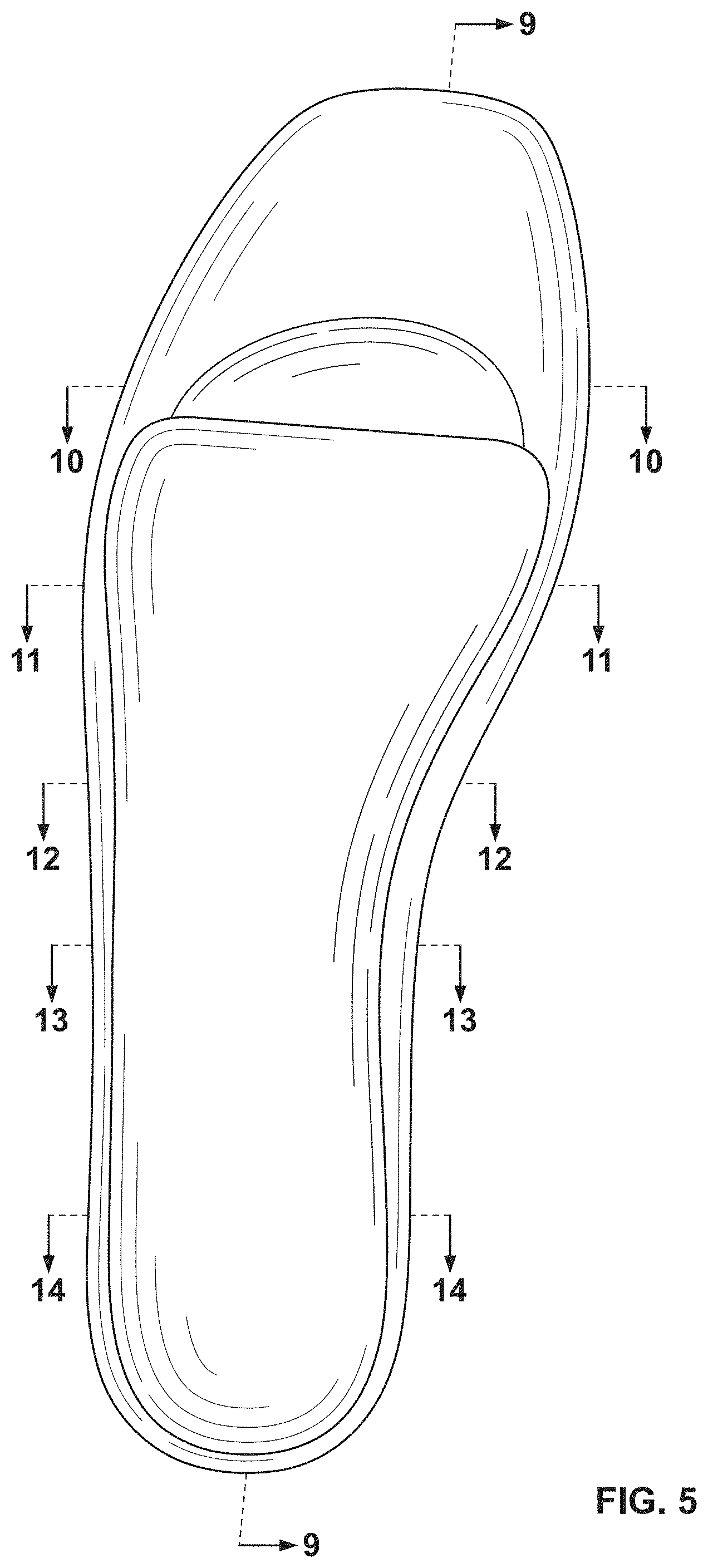 Patent USD1000079 Figure 3 – Footbed for a shoe