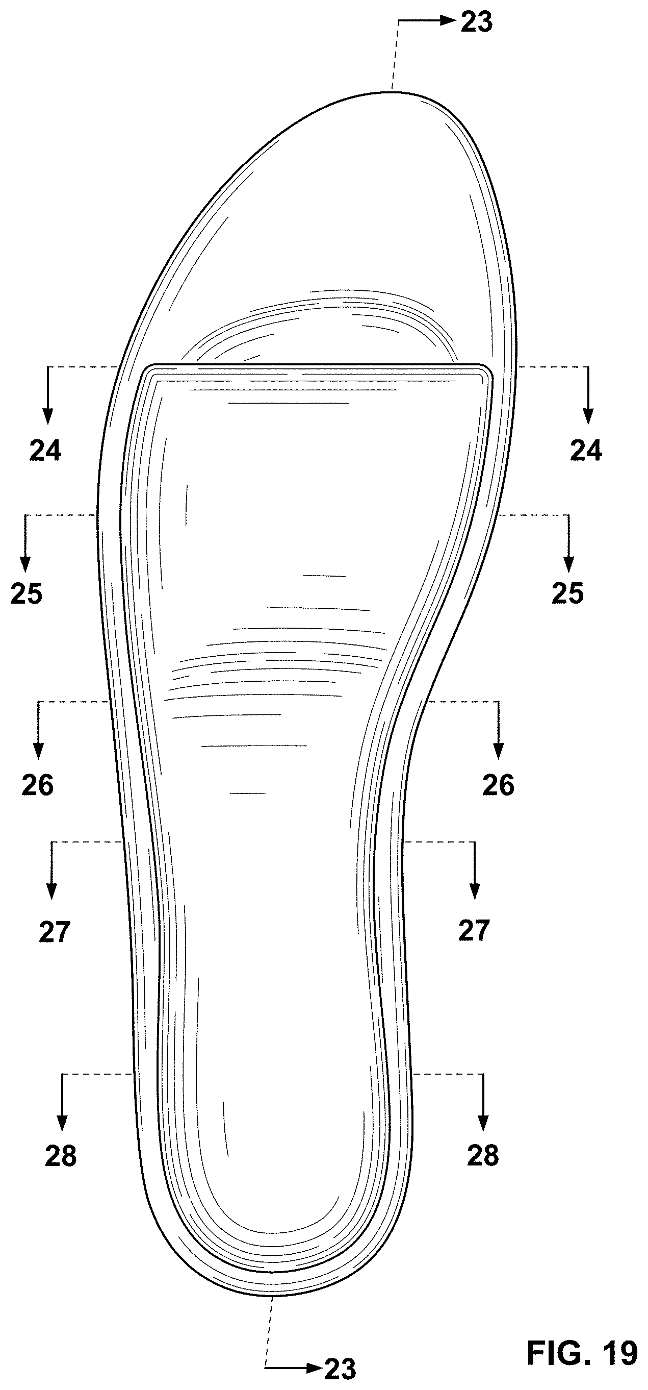 Patent USD1000079 Figure 10 – Footbed for a shoe