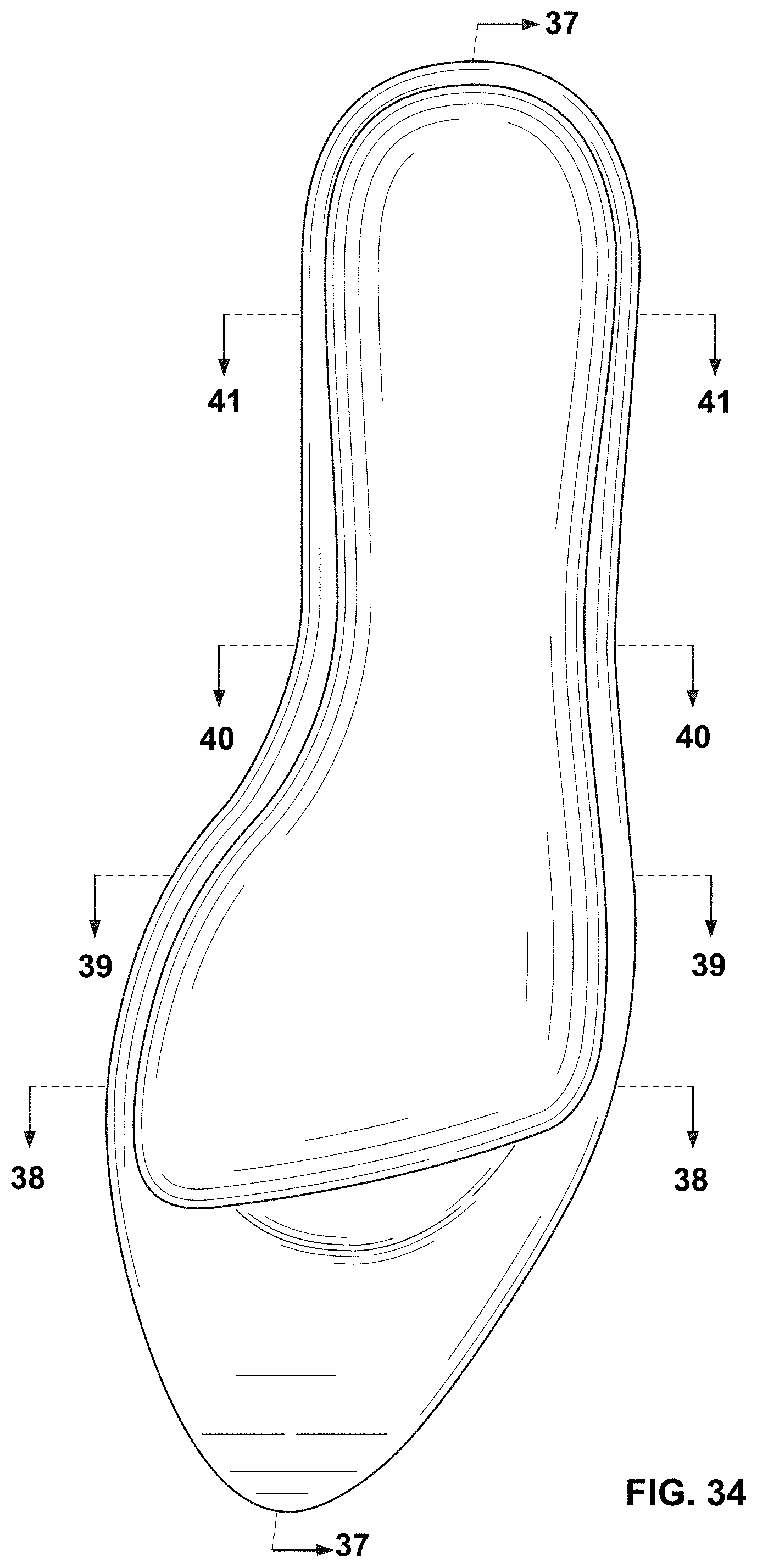 Patent USD1000079 Figure 19 – Footbed for a shoe