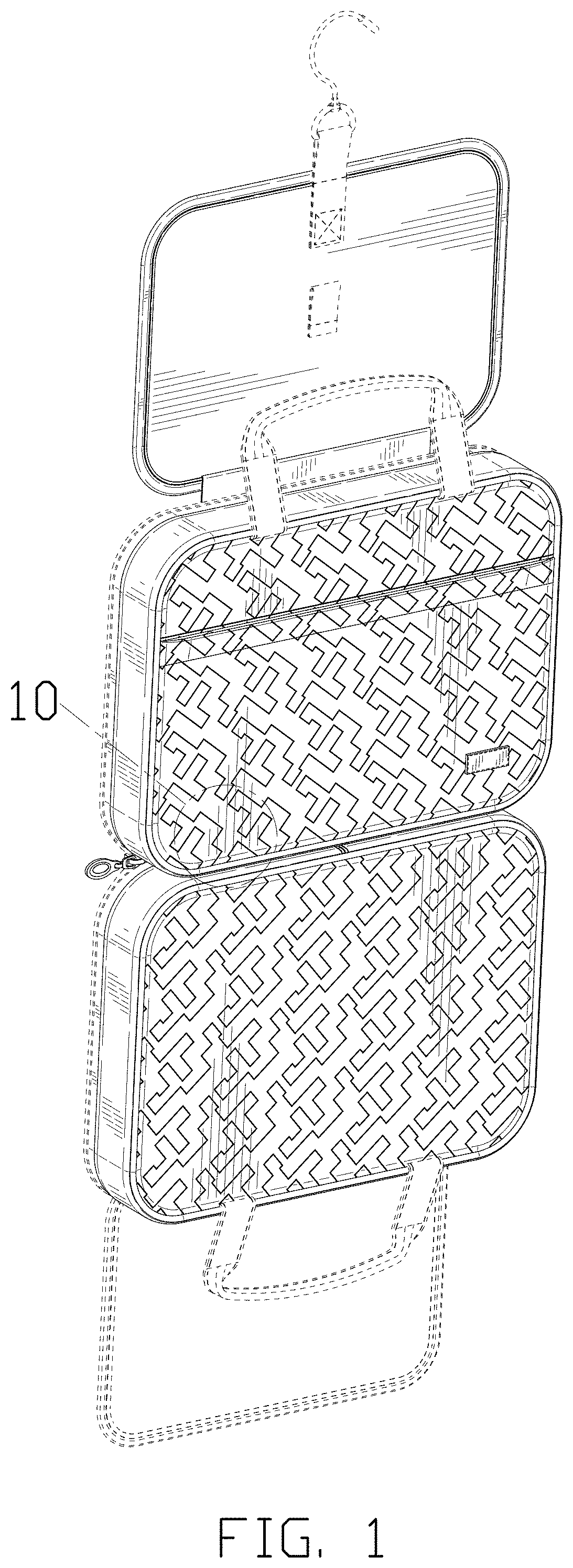 Patent USD1000115 Figure 1 – Toiletry bag