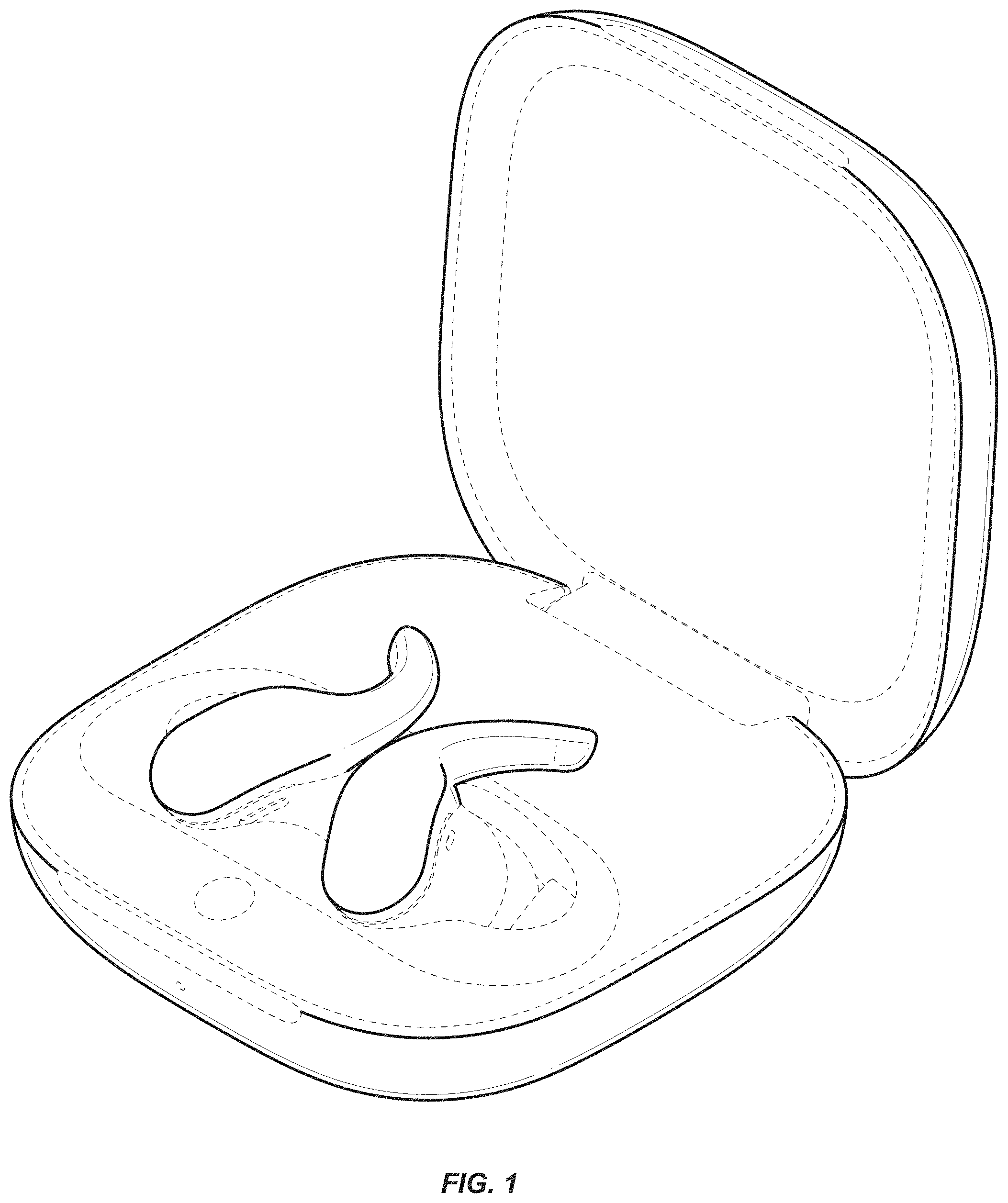 Patent USD1000117 Figure 1 – Case with earphones