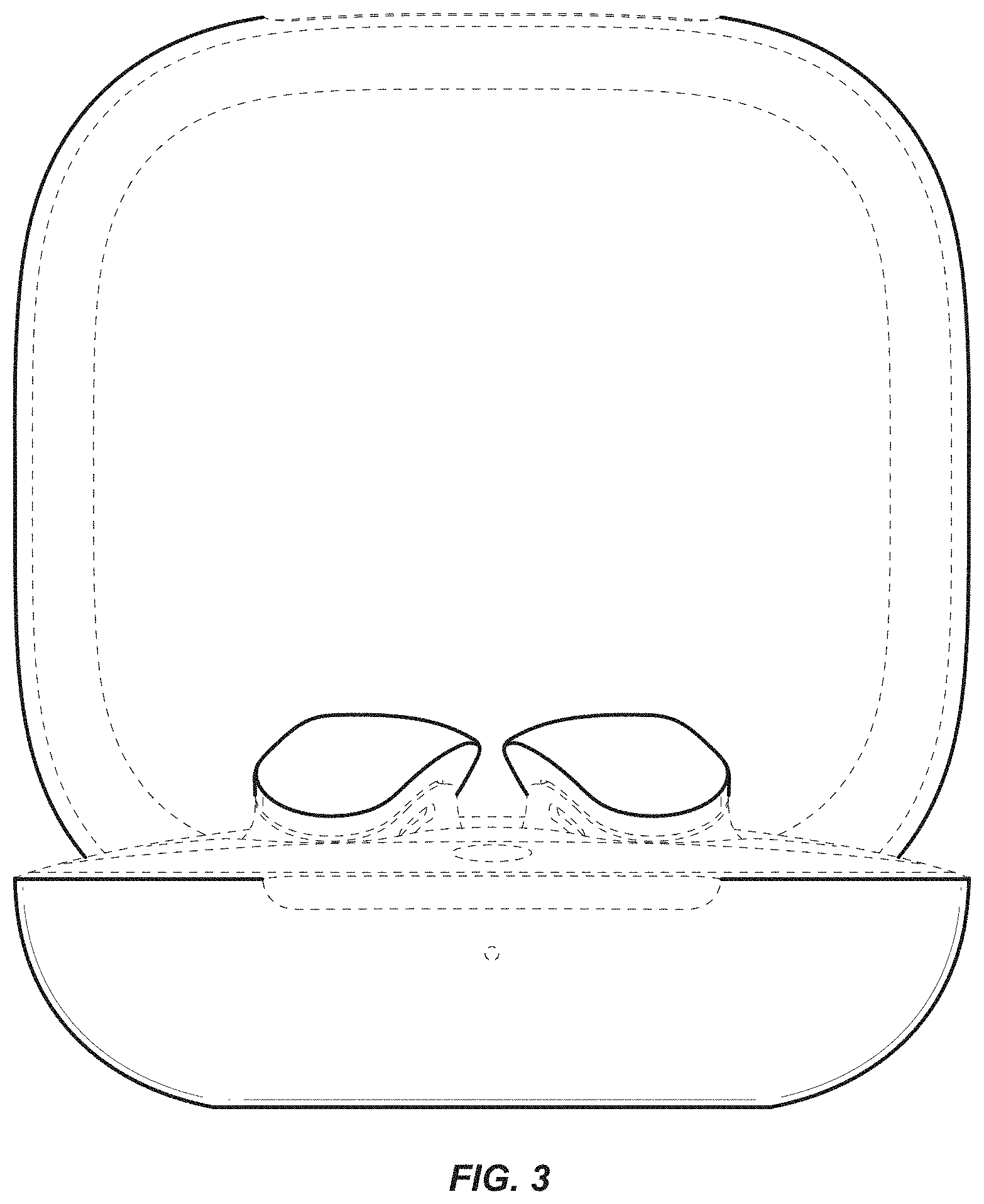 Patent USD1000117 Figure 3 – Case with earphones