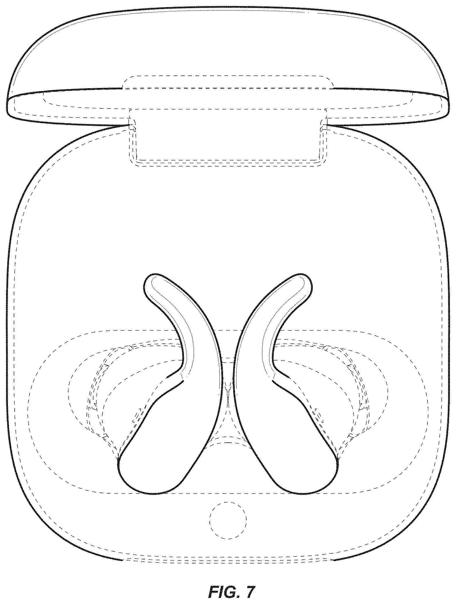 Patent USD1000117 Figure 7 – Case with earphones