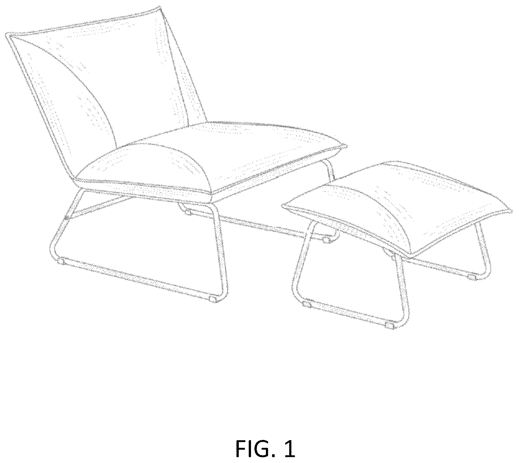 Patent USD1000133 Figure 1 – Combined chair and ottoman