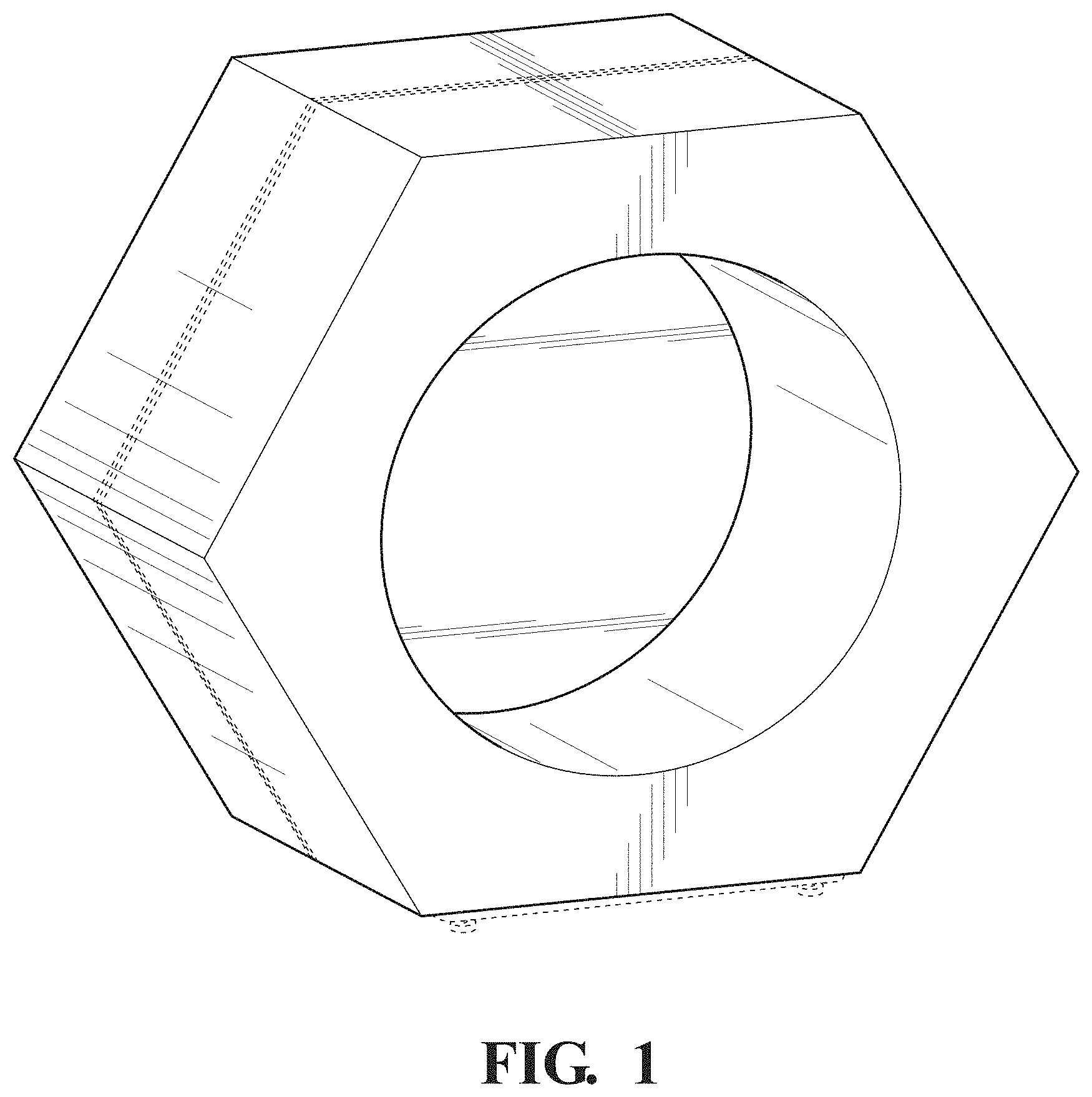 Patent USD1000135 Figure 1 – Enclosed hexagonal foam seating furniture with removable round partition