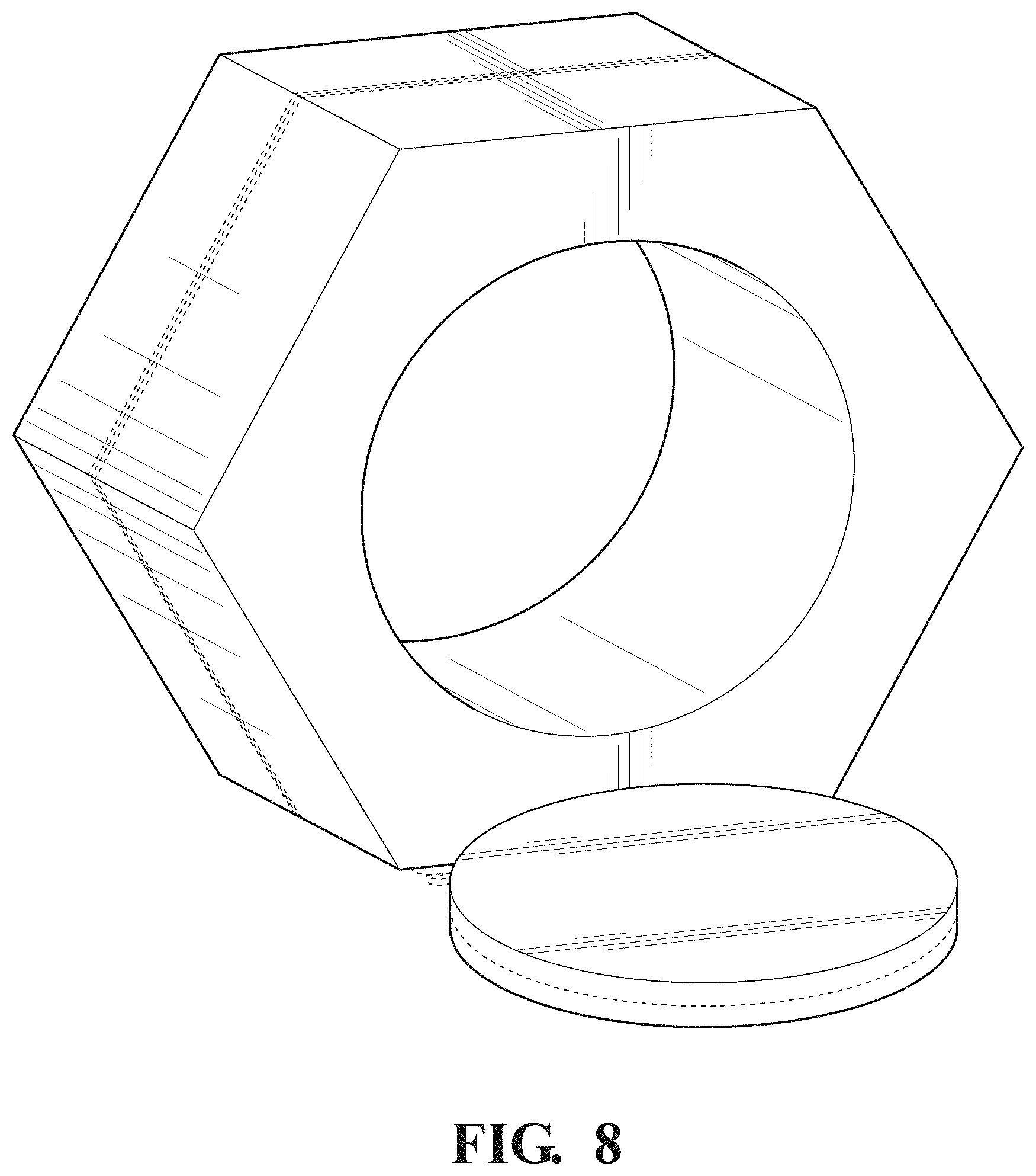 Patent USD1000135 Figure 5 – Enclosed hexagonal foam seating furniture with removable round partition