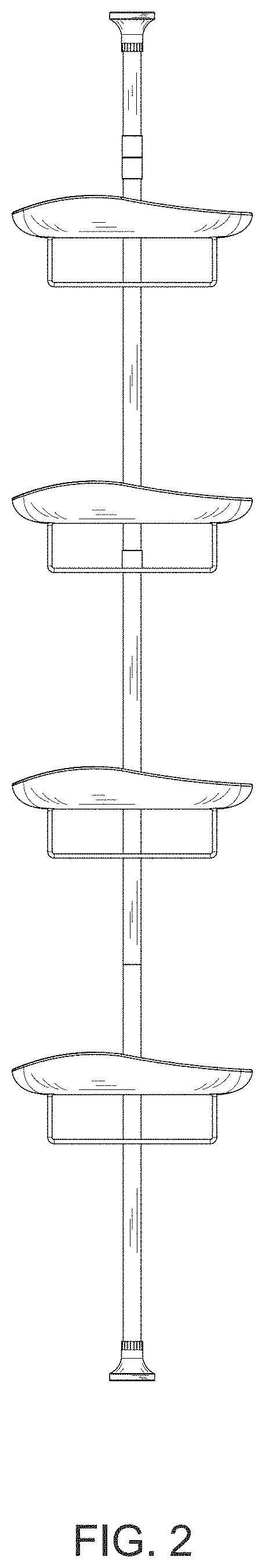 Patent USD1000153 Figure 2 – Tension pole shower caddy