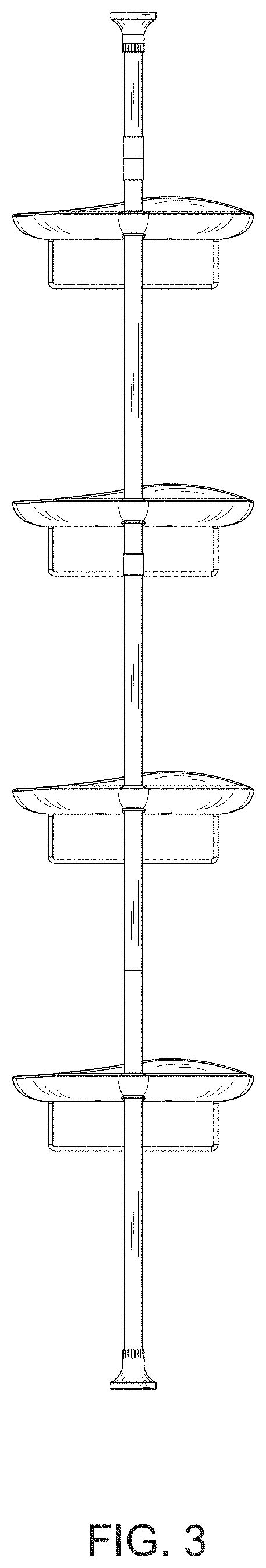 Patent USD1000153 Figure 3 – Tension pole shower caddy
