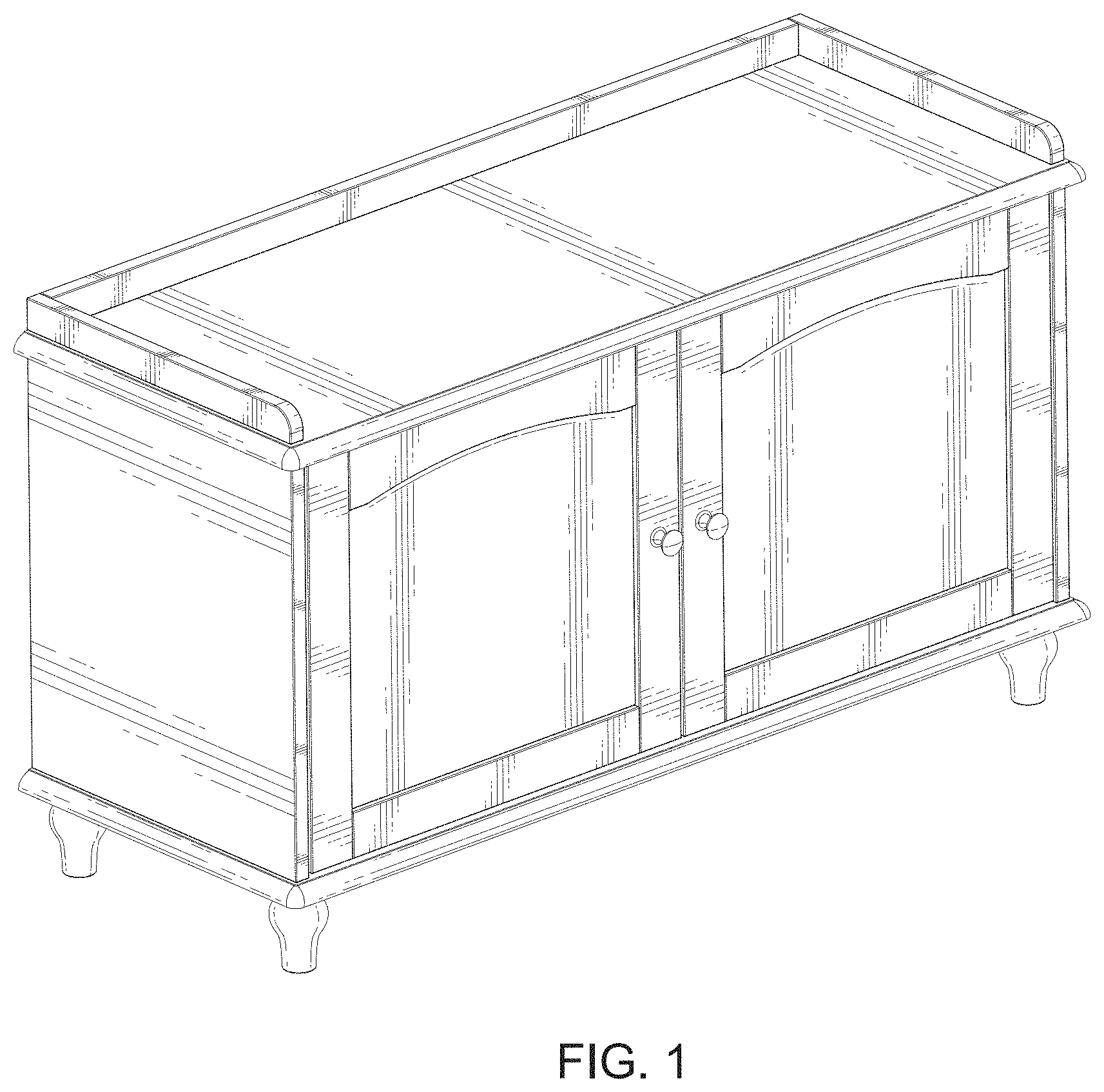 Patent USD1000165 Figure 1 – Shoes storage bench