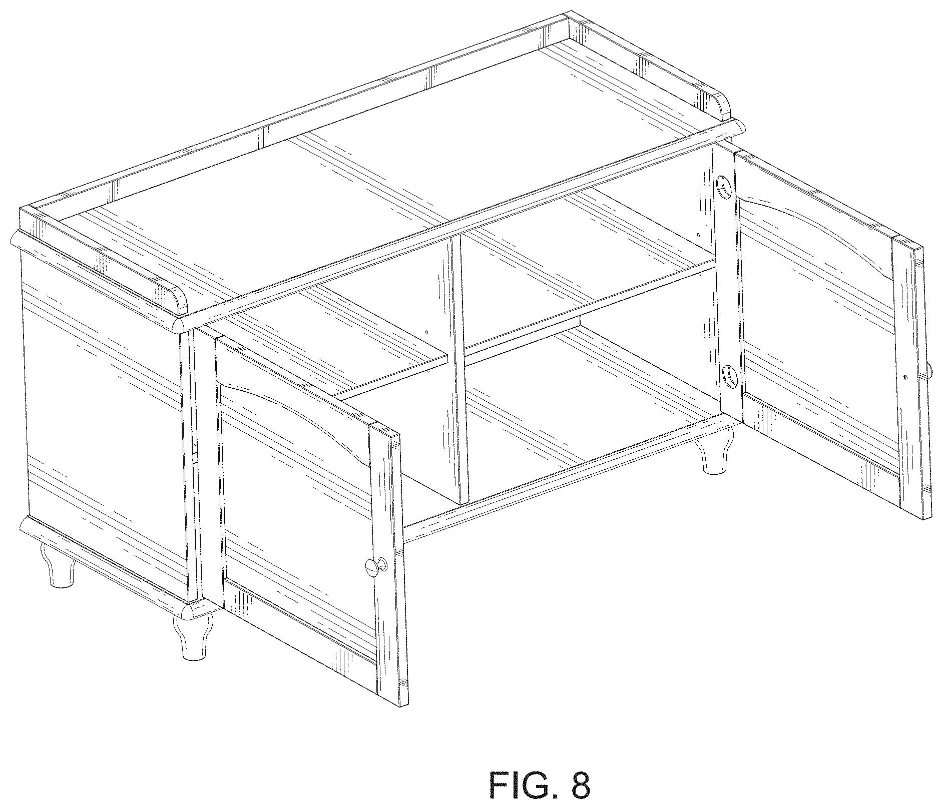 Patent USD1000165 Figure 8 – Shoes storage bench