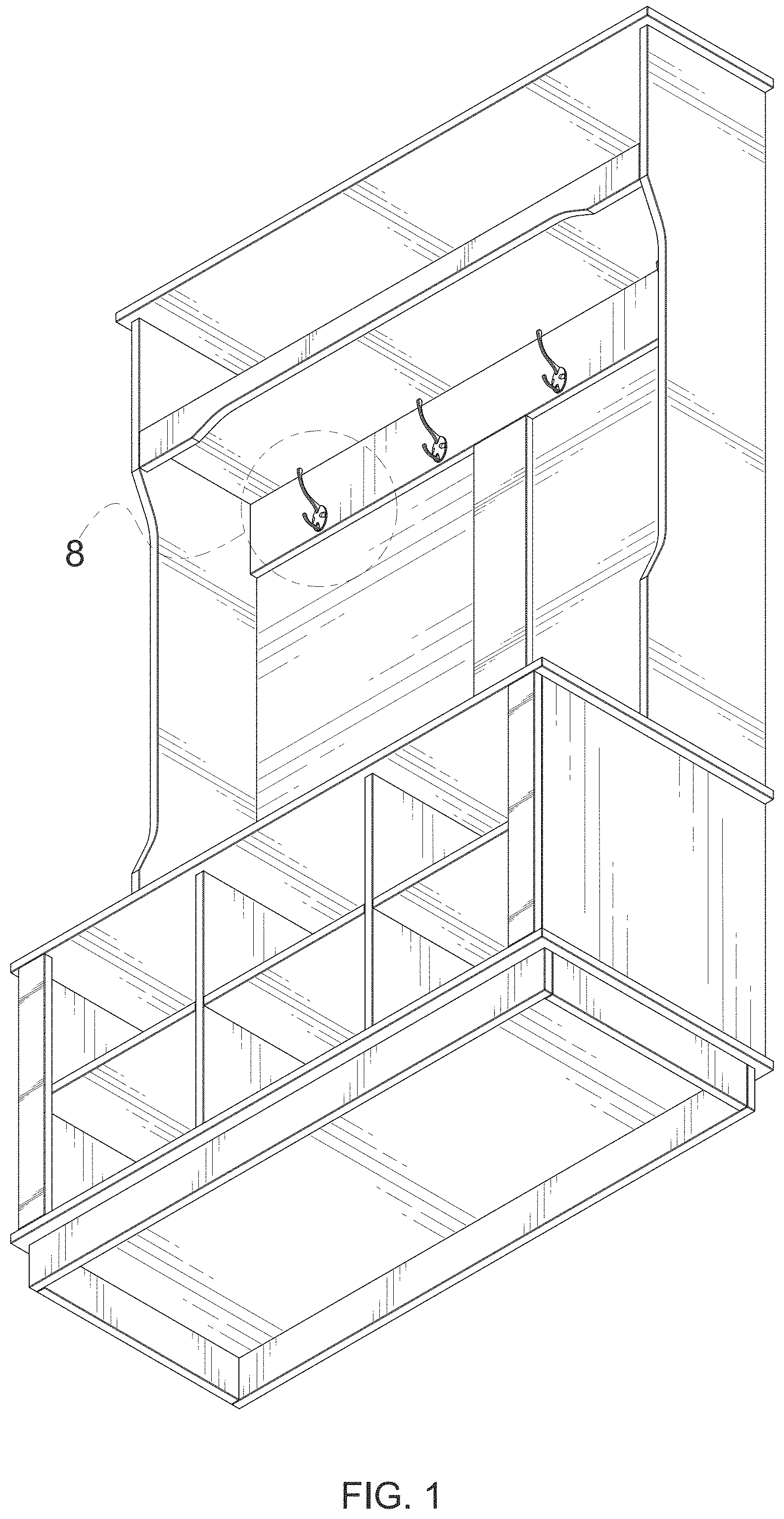 Patent USD1000166 Figure 1 – Hall tree