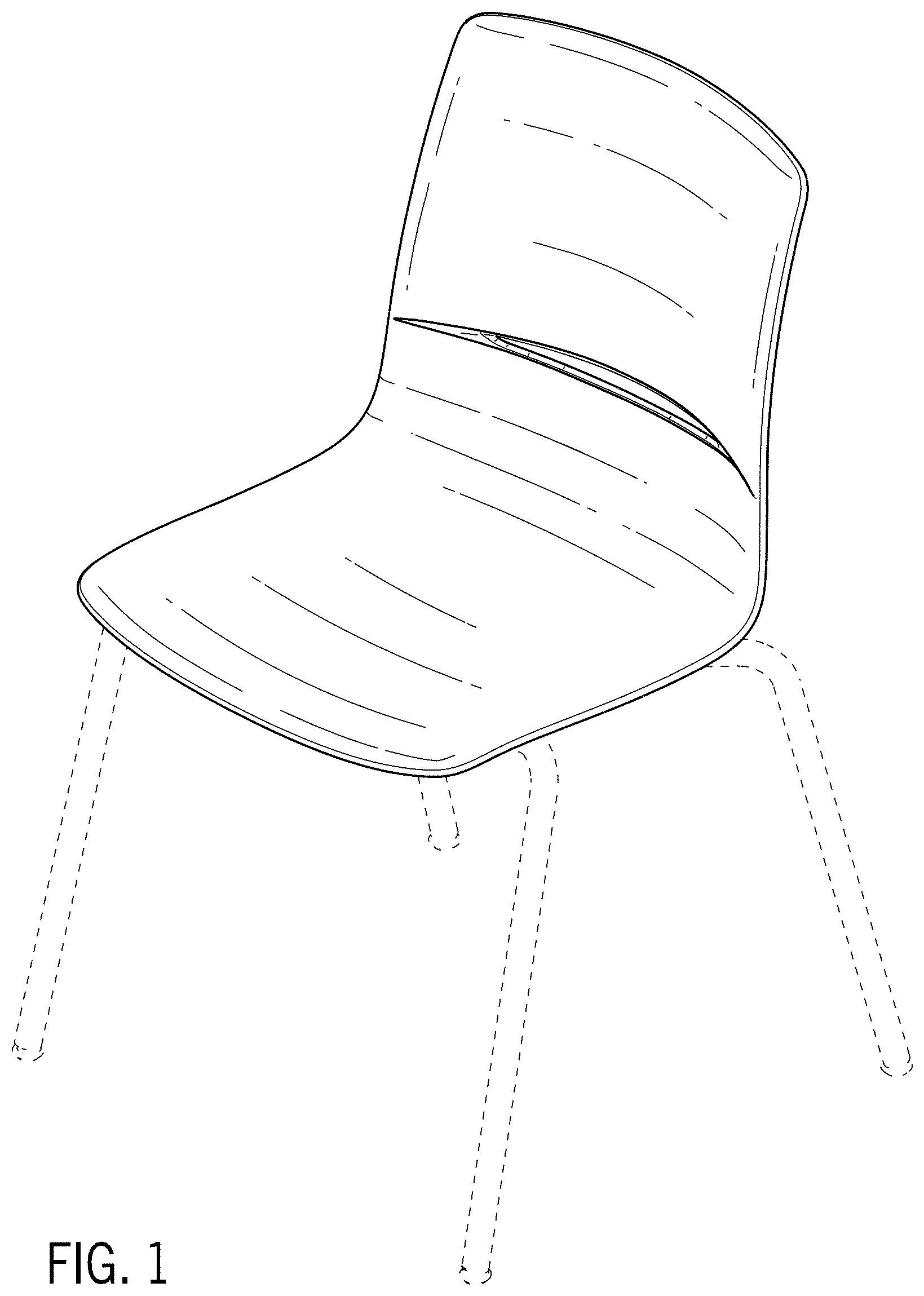 Patent USD1000181 Figure 1 – Chair with seat and back shell