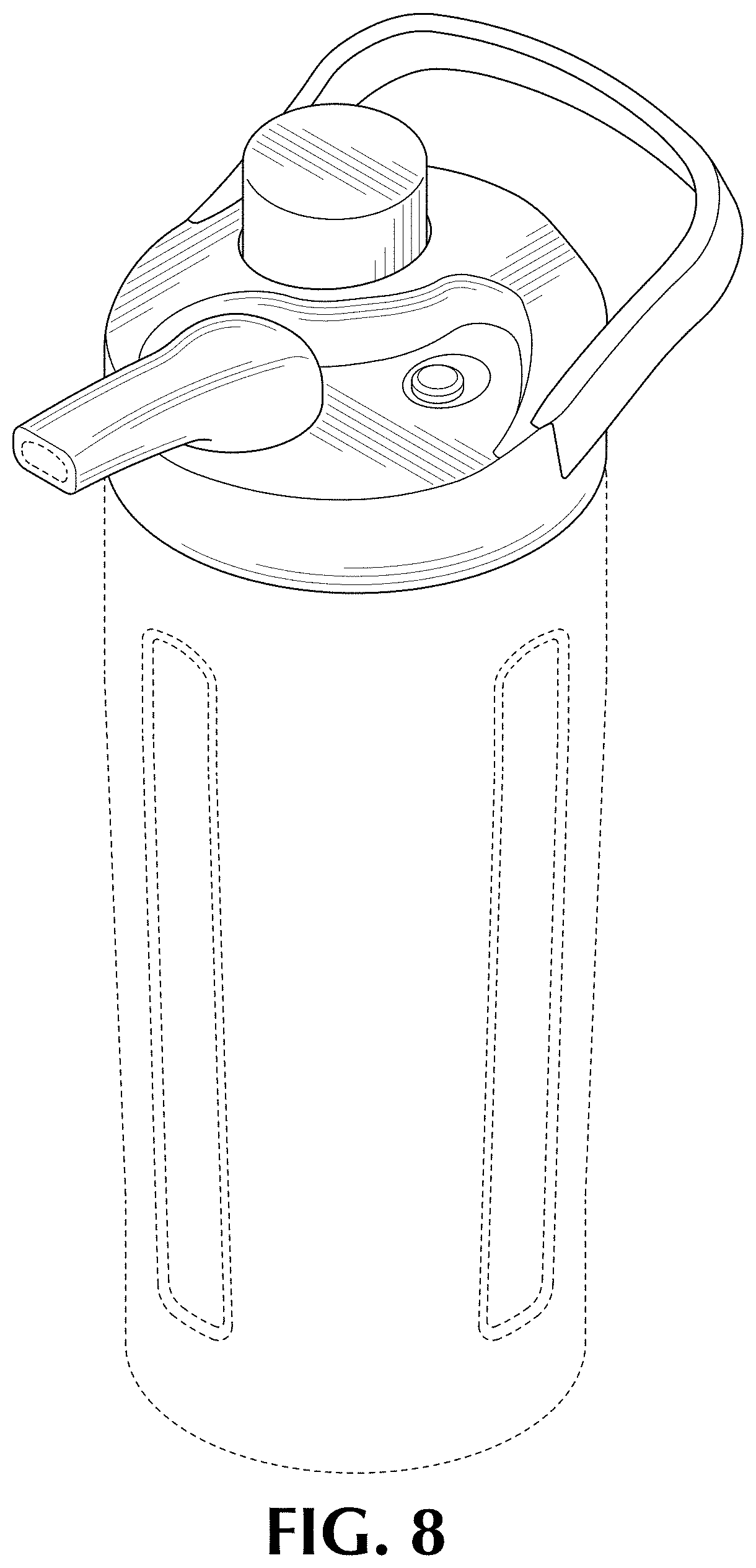Patent USD1000198 Figure 5 – Beverage dispenser lid with spout