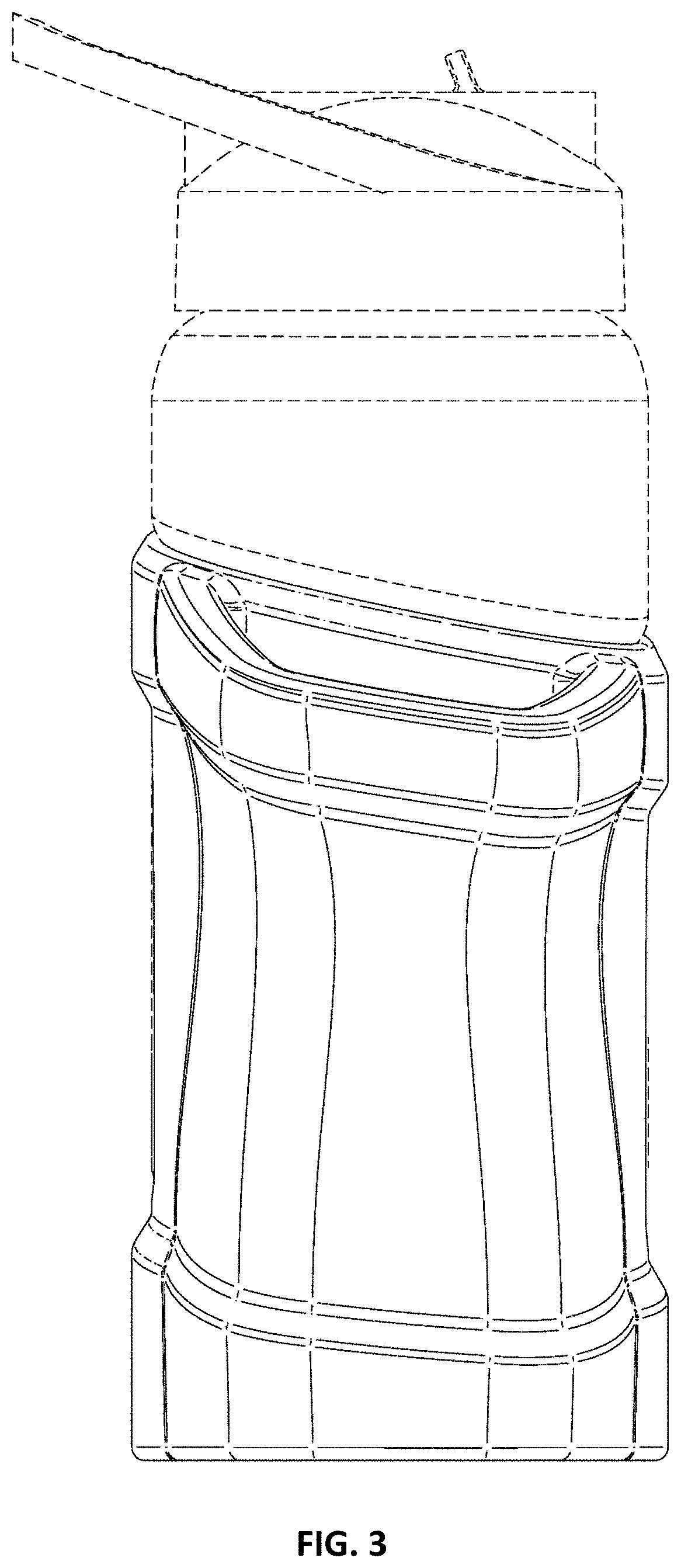 Patent USD1000207 Figure 3 – Drink bottle with storage compartment