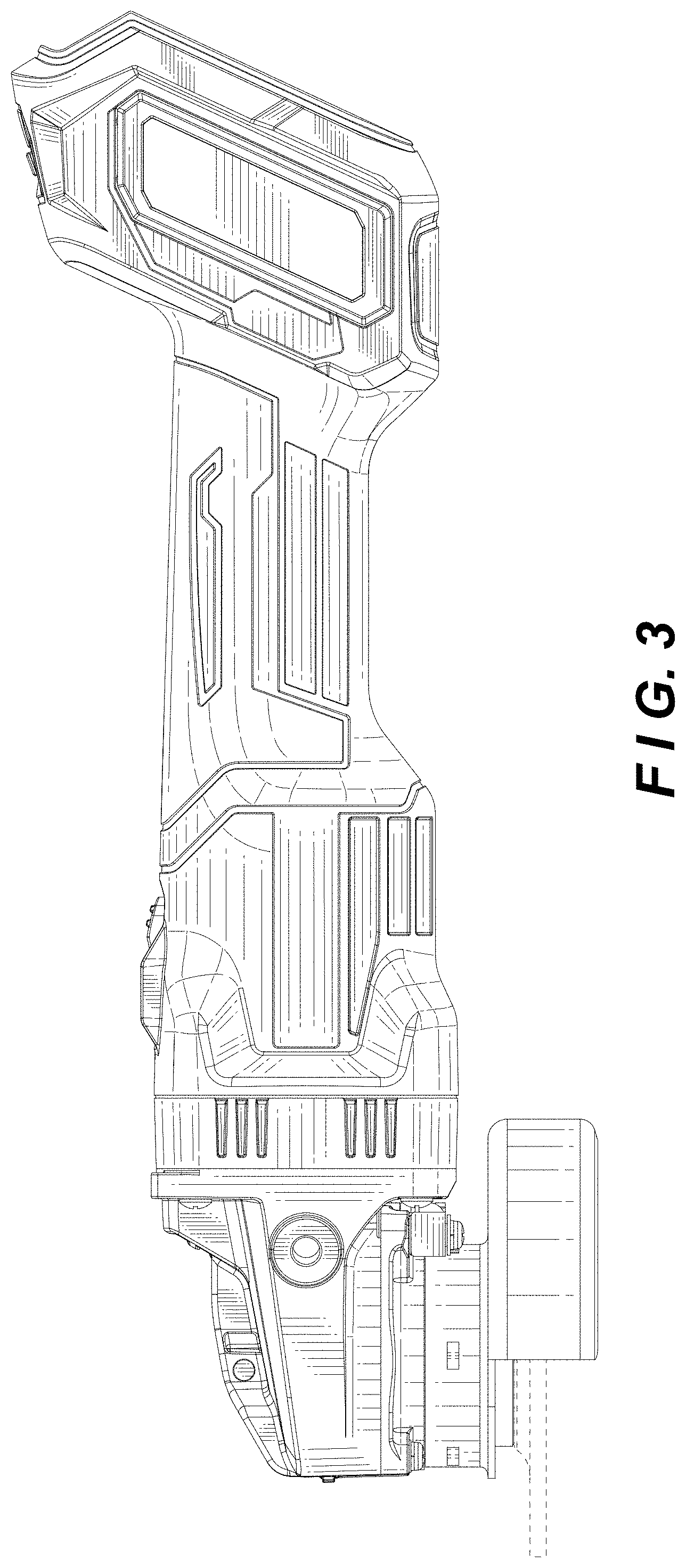 Patent USD1000241 Figure 3 – Portable electric grinder body