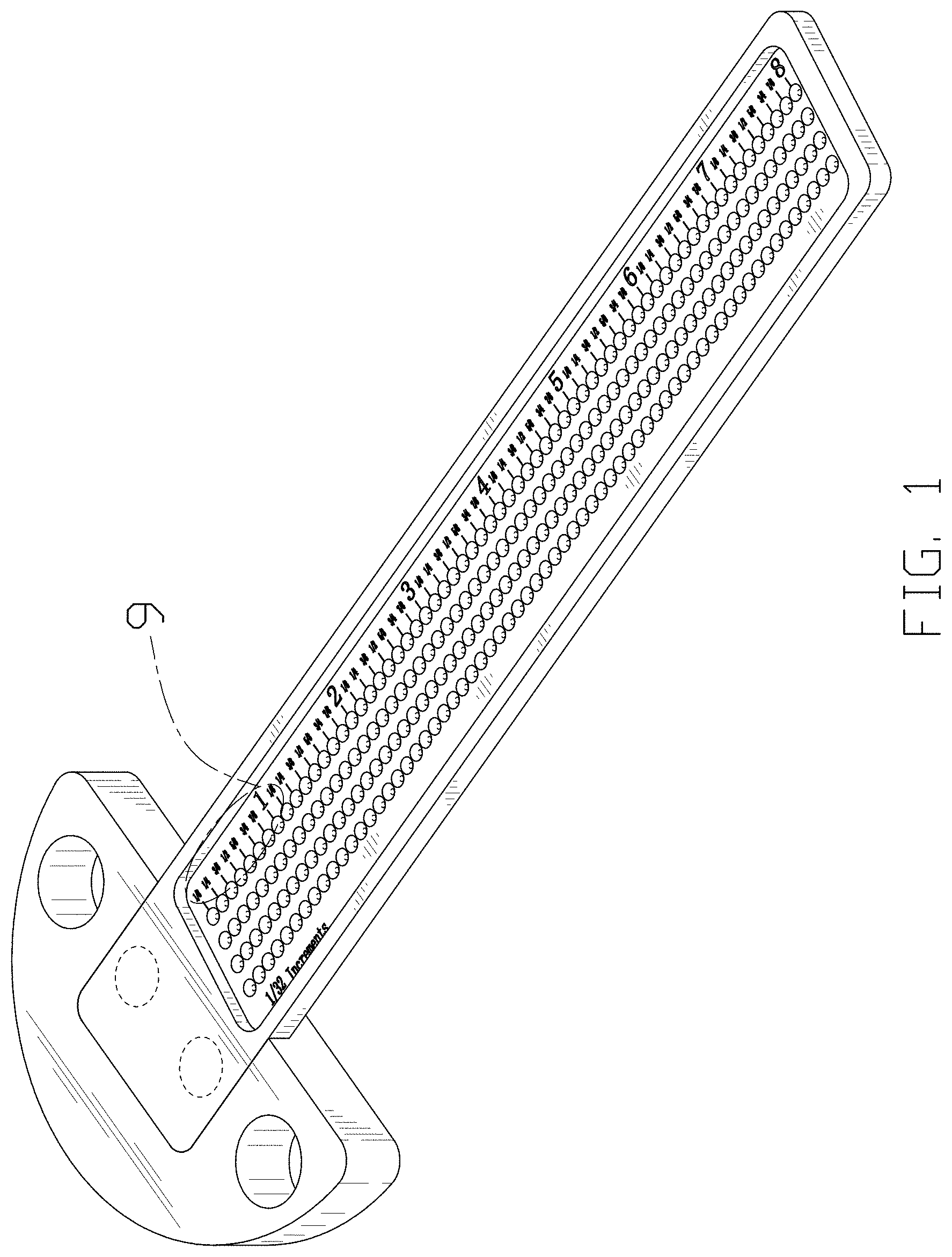 Patent USD1000300 Figure 1 – Hole marking ruler
