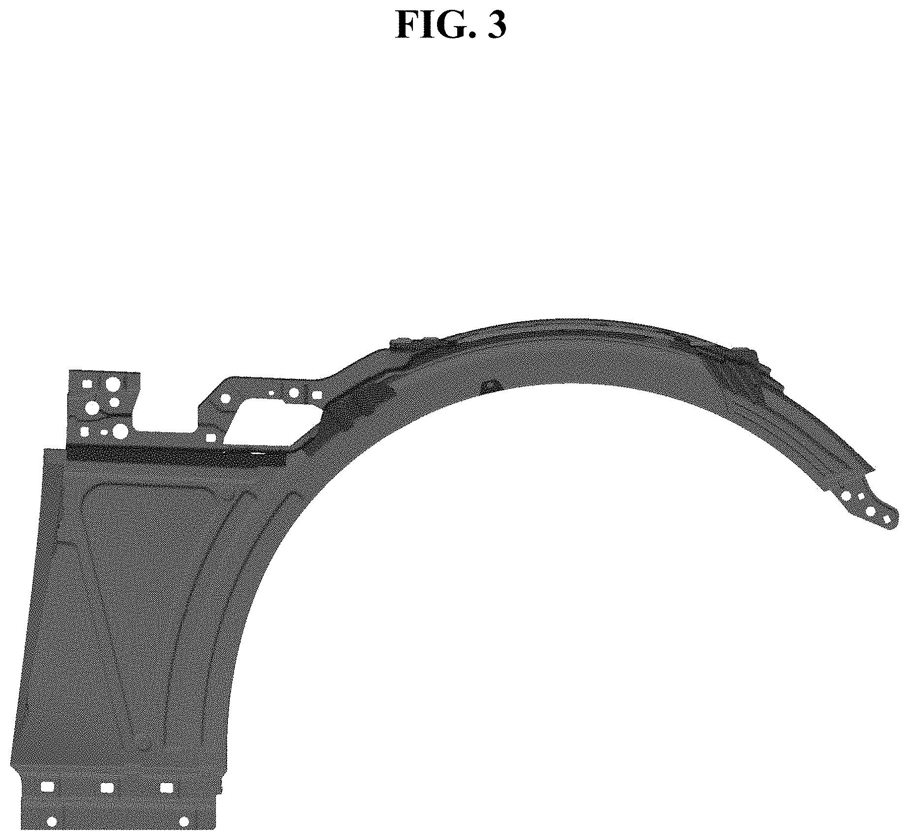 Patent USD1000340 Figure 3 – Fender panel for vehicle