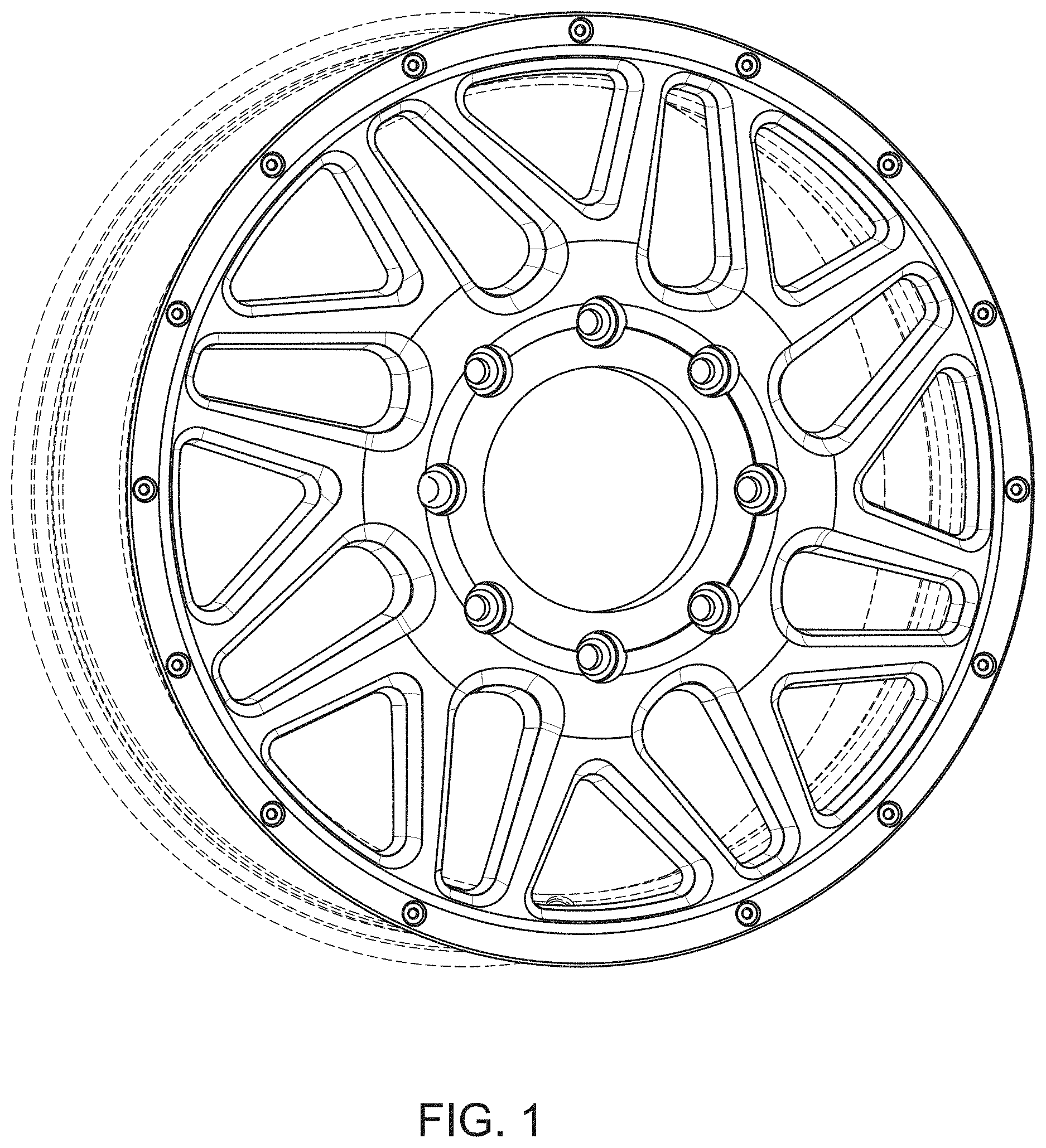 Patent USD1000341 Figure 1 – Automotive wheel