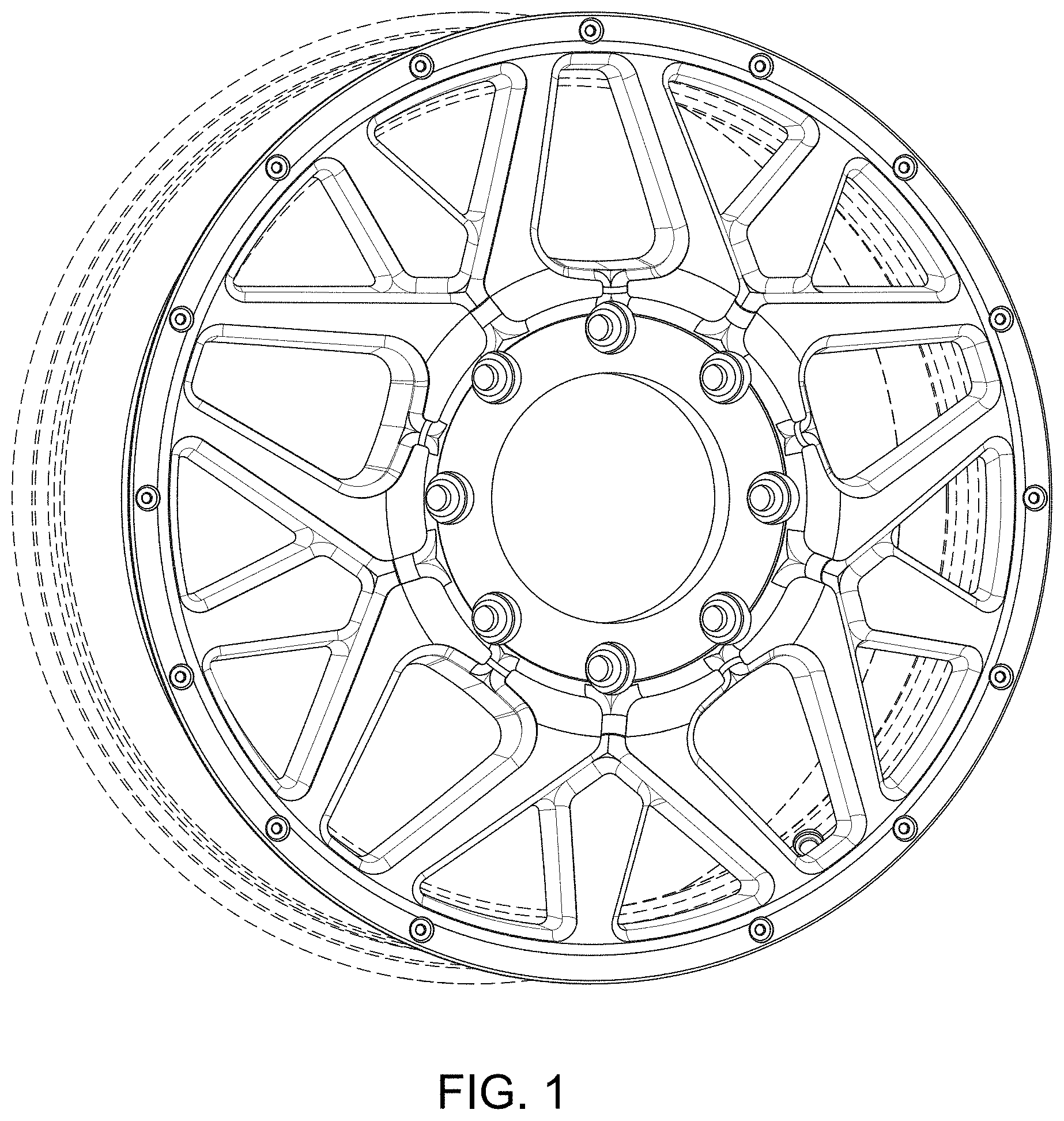 Patent USD1000342 Figure 1 – Automotive wheel