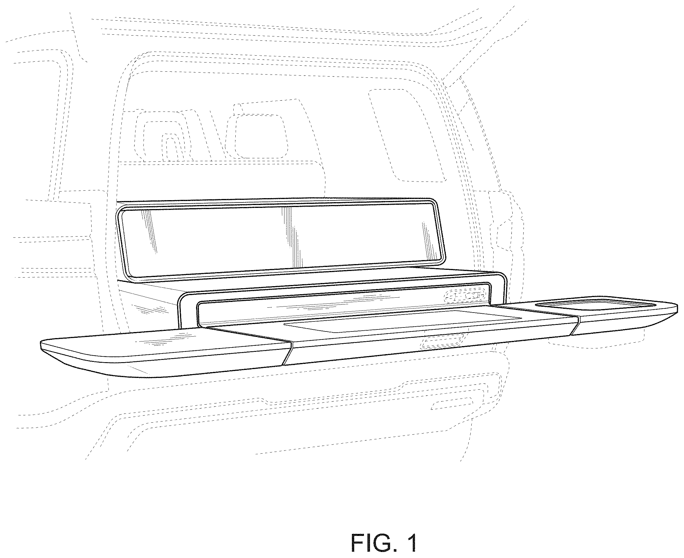 Patent USD1000348 Figure 1 – Vehicle kitchen