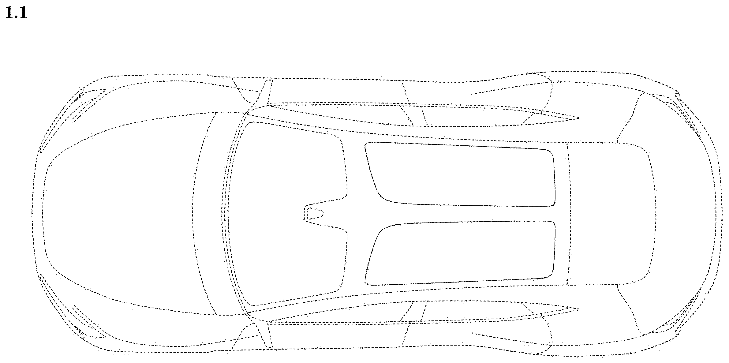 Patent USD1000352 Figure 1 – Opacifying glass roof for an automobile