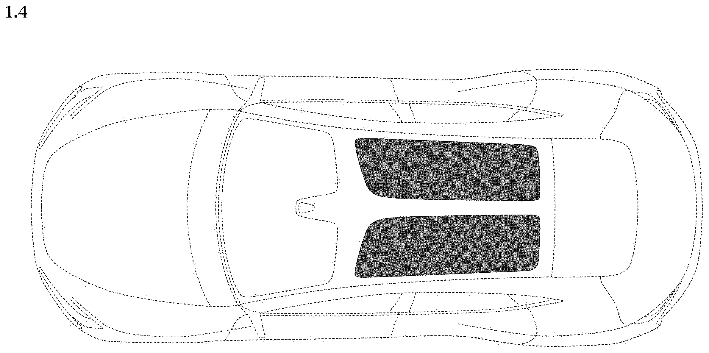 Patent USD1000352 Figure 4 – Opacifying glass roof for an automobile