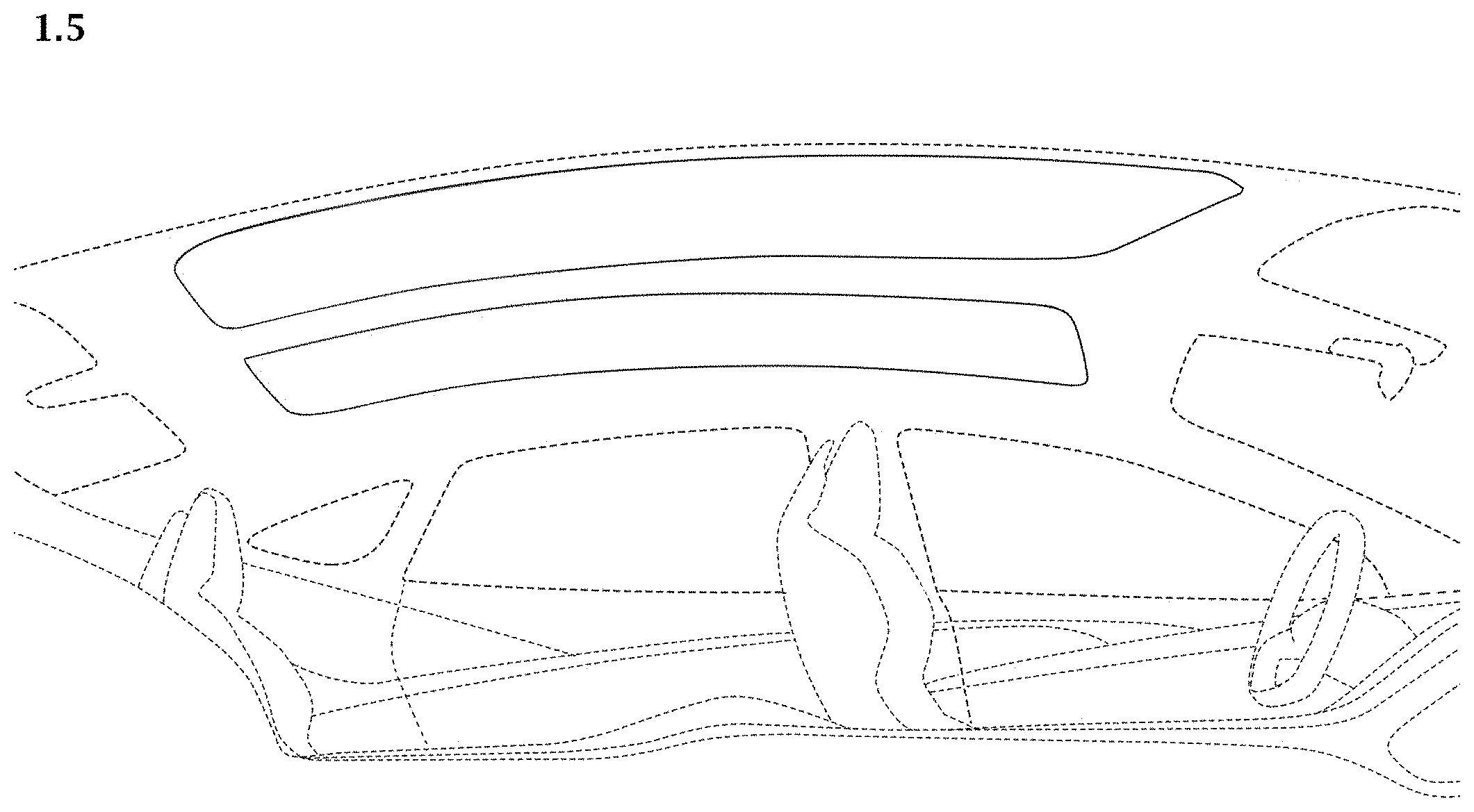 Patent USD1000352 Figure 5 – Opacifying glass roof for an automobile