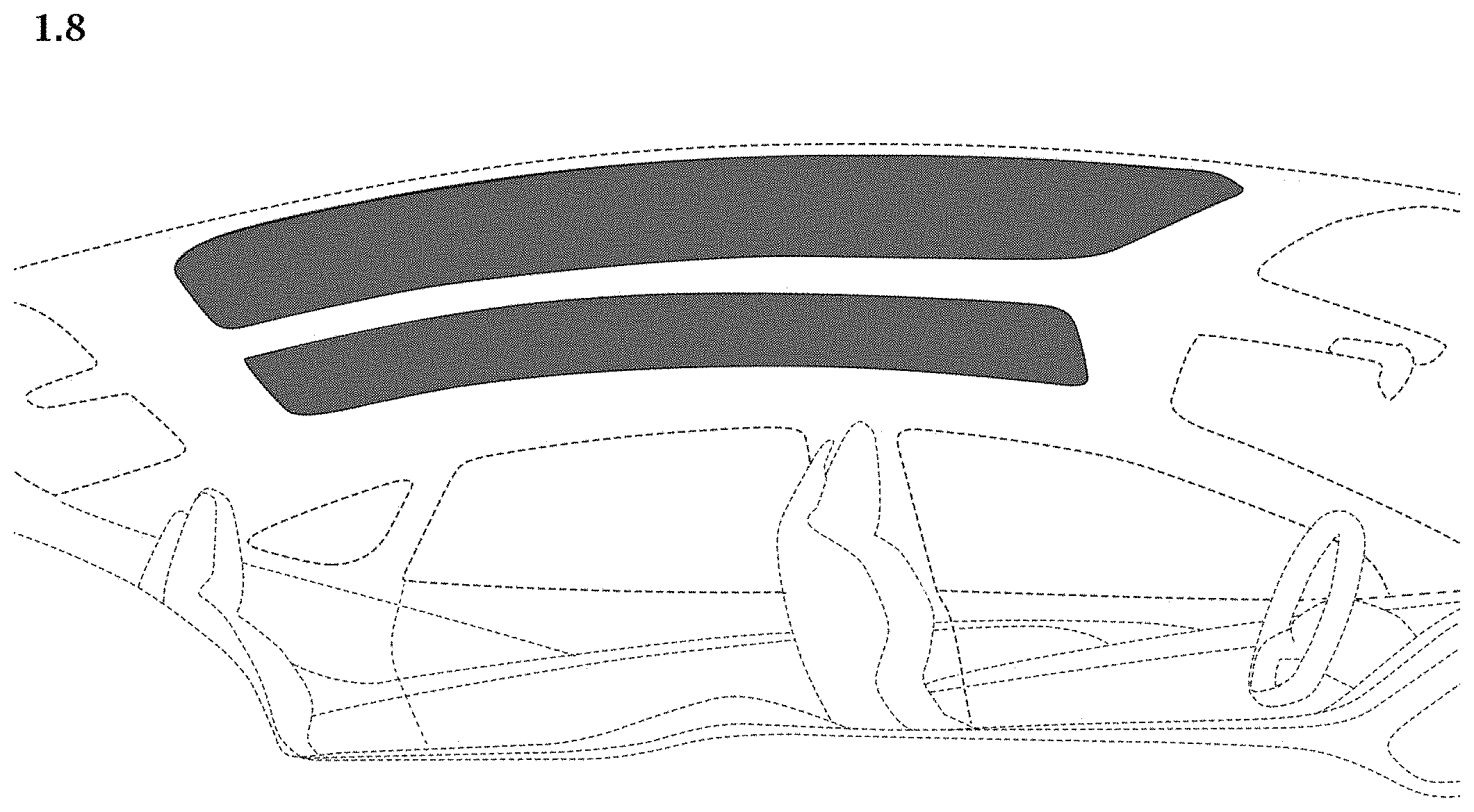 Patent USD1000352 Figure 8 – Opacifying glass roof for an automobile