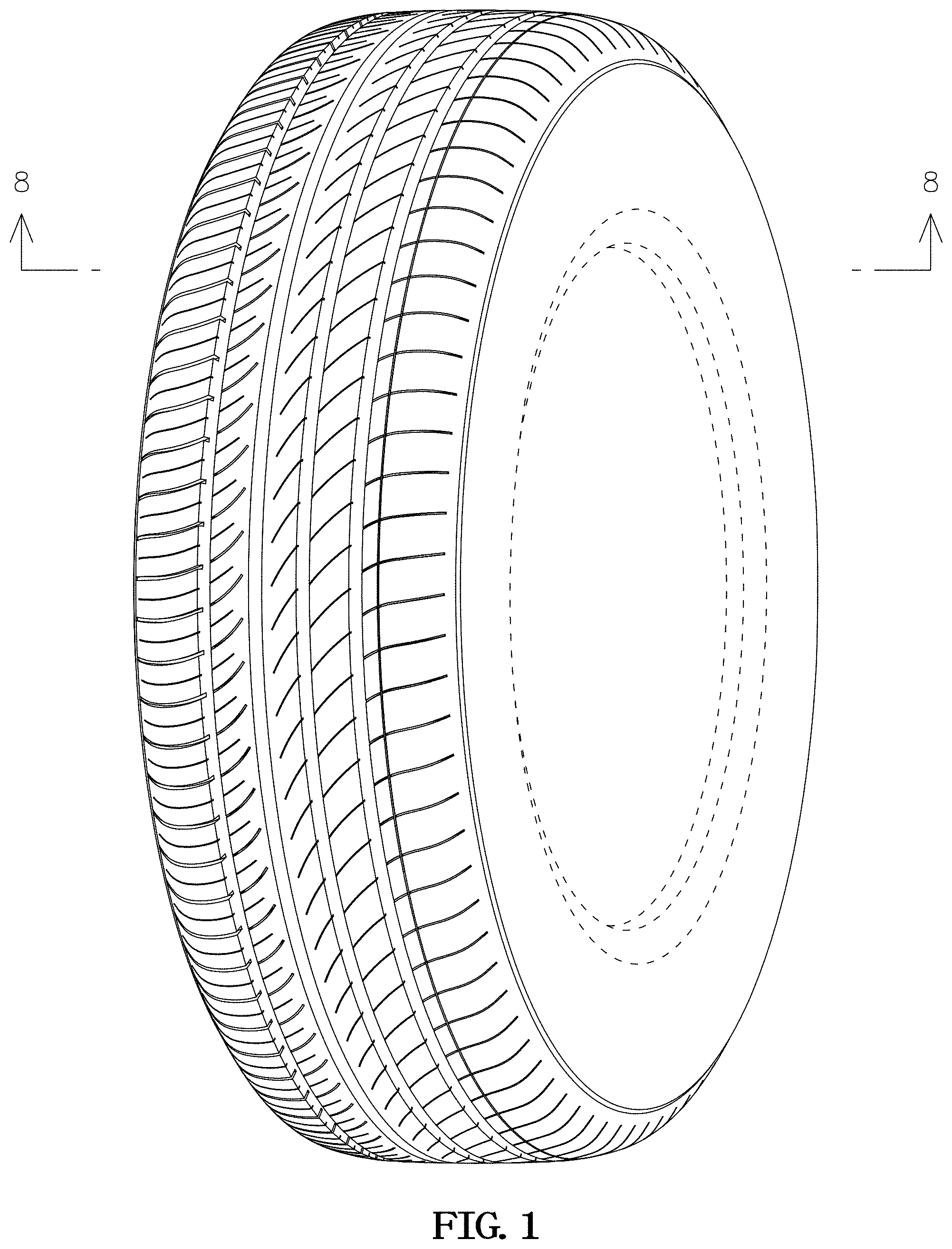 Patent USD1000360 Figure 1 – Tire