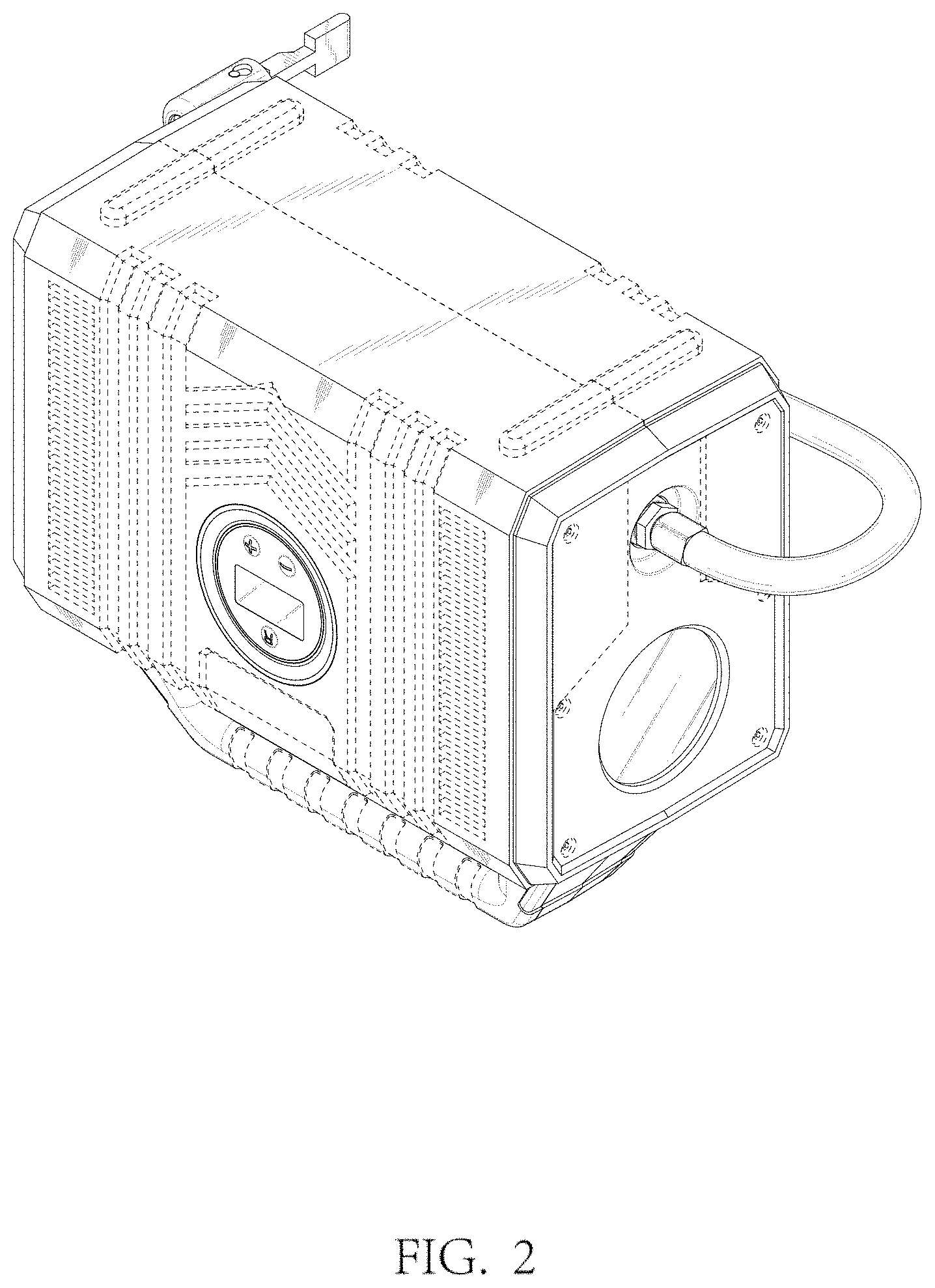 Patent USD1000386 Figure 2 – Portable vehicle power source and air pump