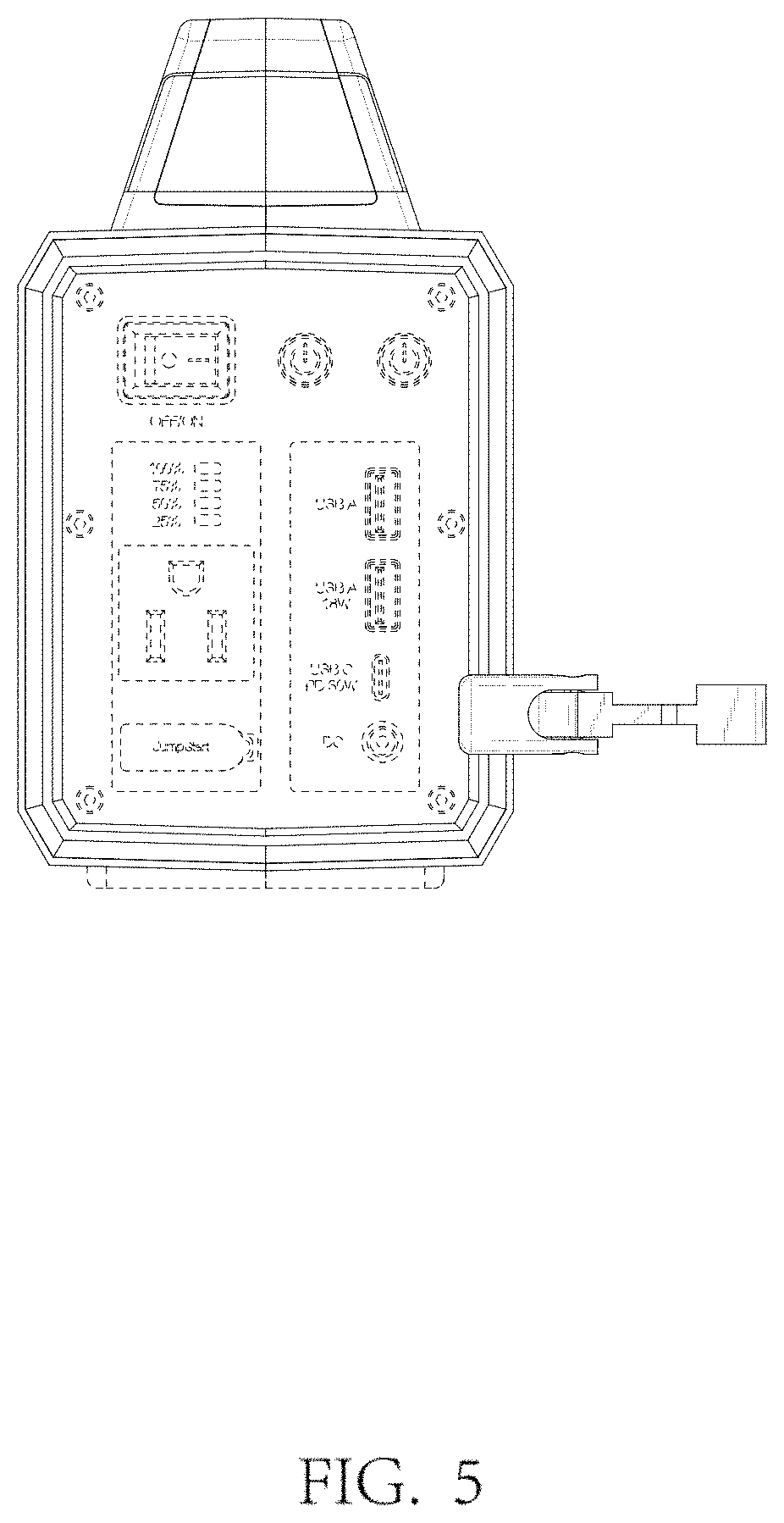 Patent USD1000386 Figure 5 – Portable vehicle power source and air pump