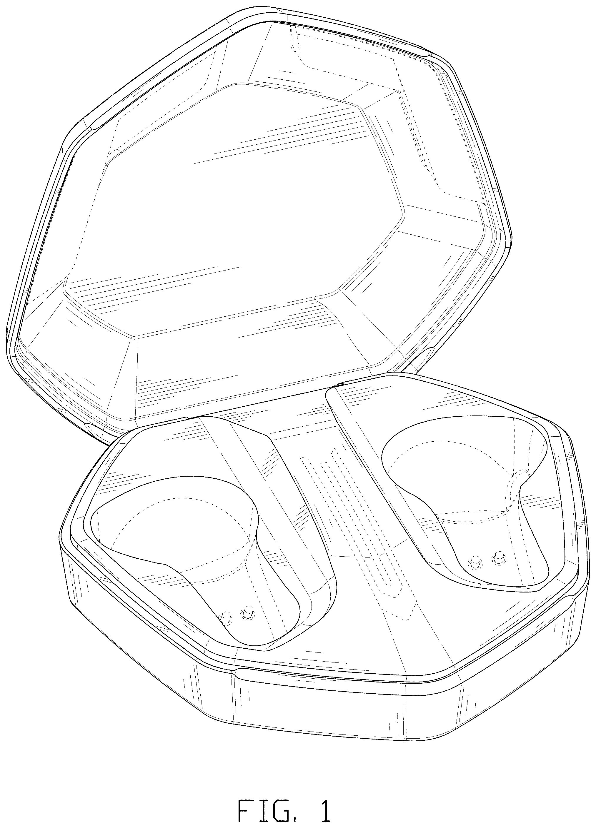 Patent USD1000409 Figure 1 – Set of earphones and charging case